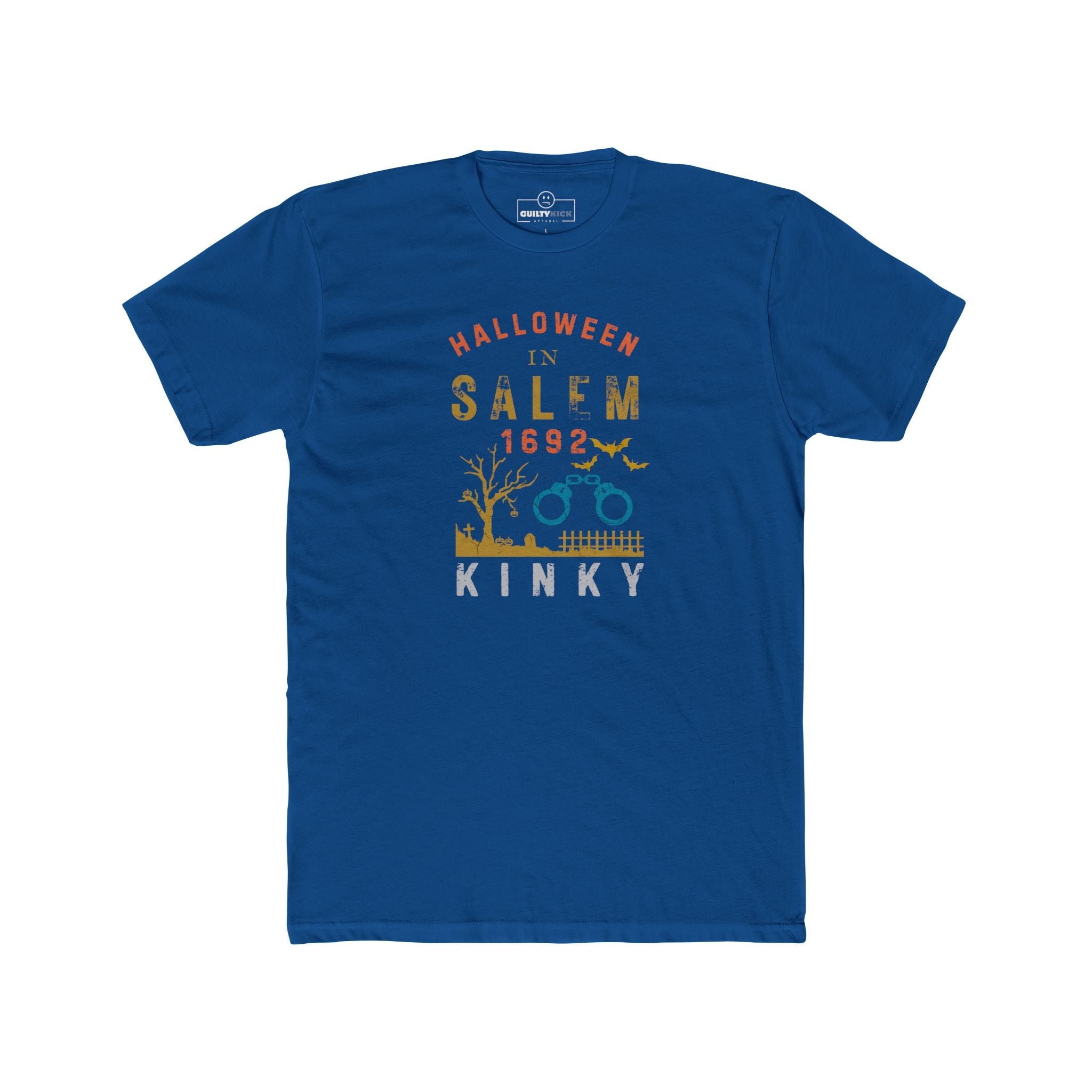 Halloween in Salem 1692 Kinky T-Shirt | Sarcastic Witch Trials Shackles Graphic Tee, Funny Dark Humor Puritan Halloween Shirt - Guilty Kick Apparel