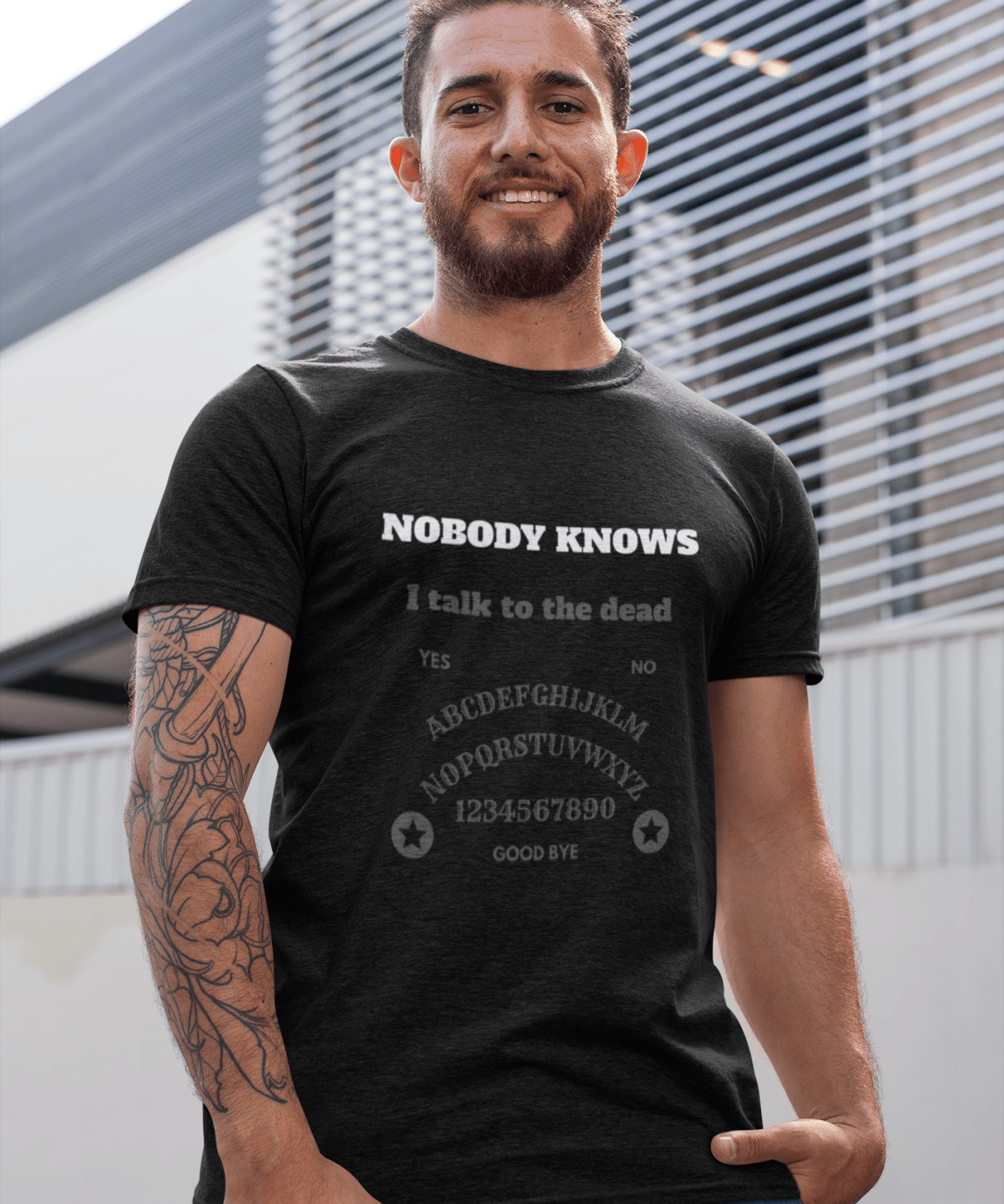 Halloween Ouija Board Tee - Unisex Tri - Blend Crew Tee - Guilty Kick Apparel