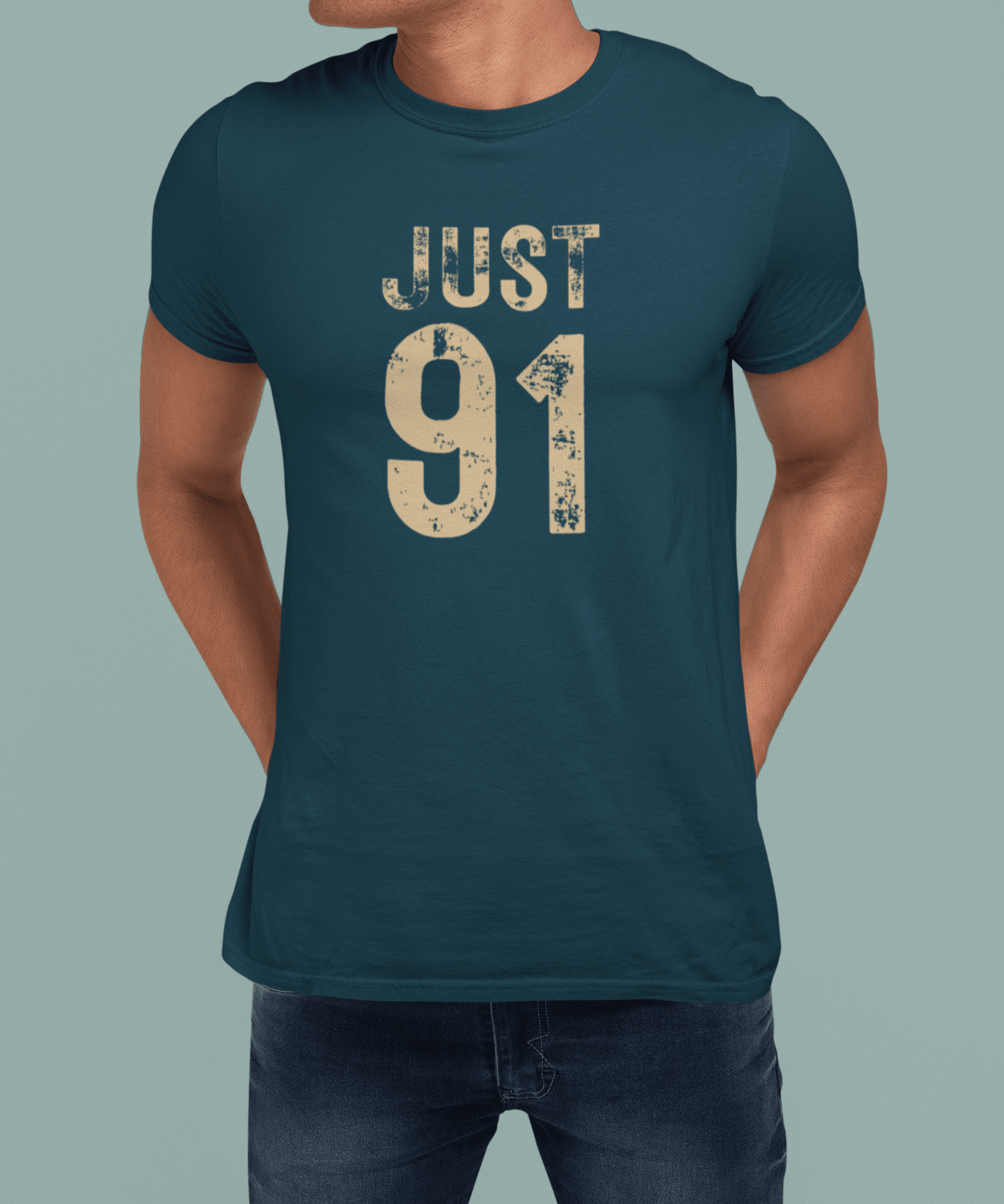 Just 91 Vintage Graphic T-Shirt Funny 1991 Birth Year Retro Tee - Guilty Kick Apparel