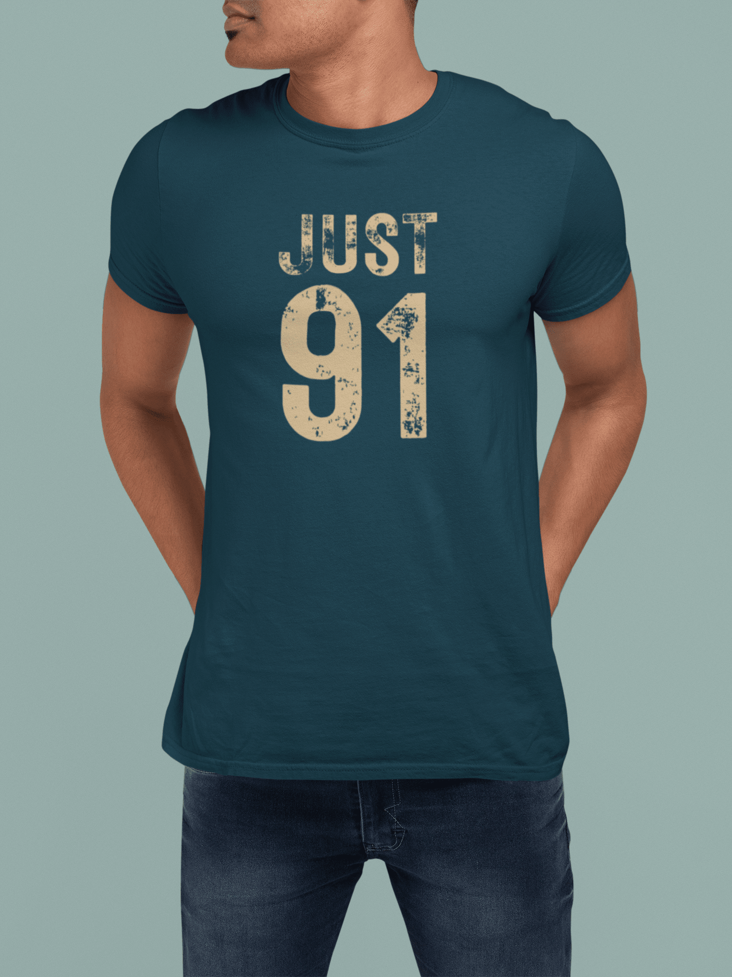 Just 91 Vintage Graphic T-Shirt Funny 1991 Birth Year Retro Tee - Guilty Kick Apparel