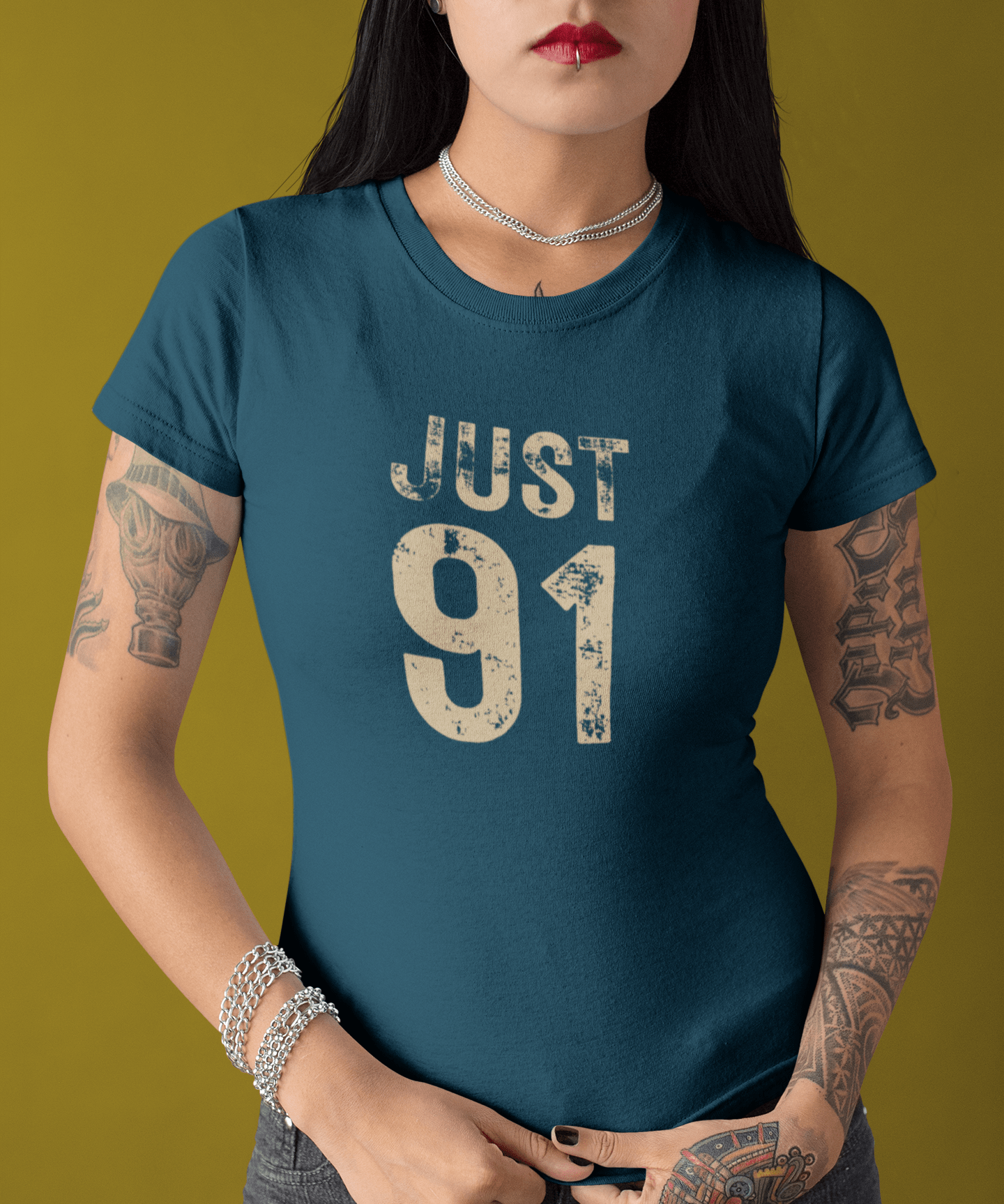 Just 91 Vintage Graphic T-Shirt Funny 1991 Birth Year Retro Tee - Guilty Kick Apparel