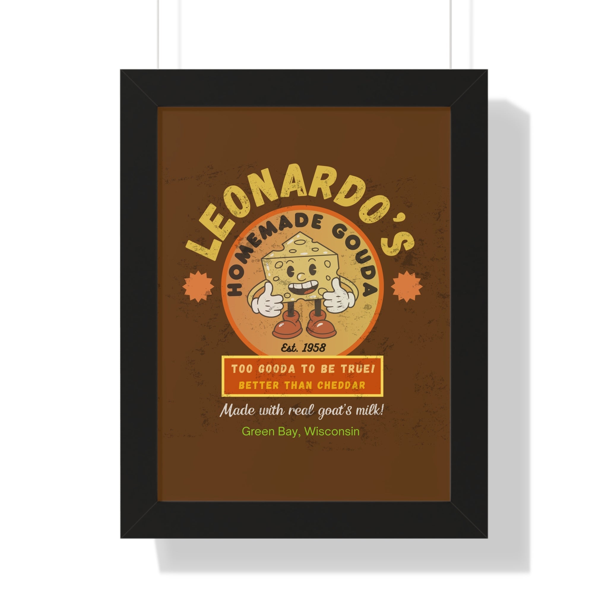 Kitchen Wall Art Poster, Leonardo's Gouda Cheese Vintage Parody 1958 - Guilty Kick Apparel