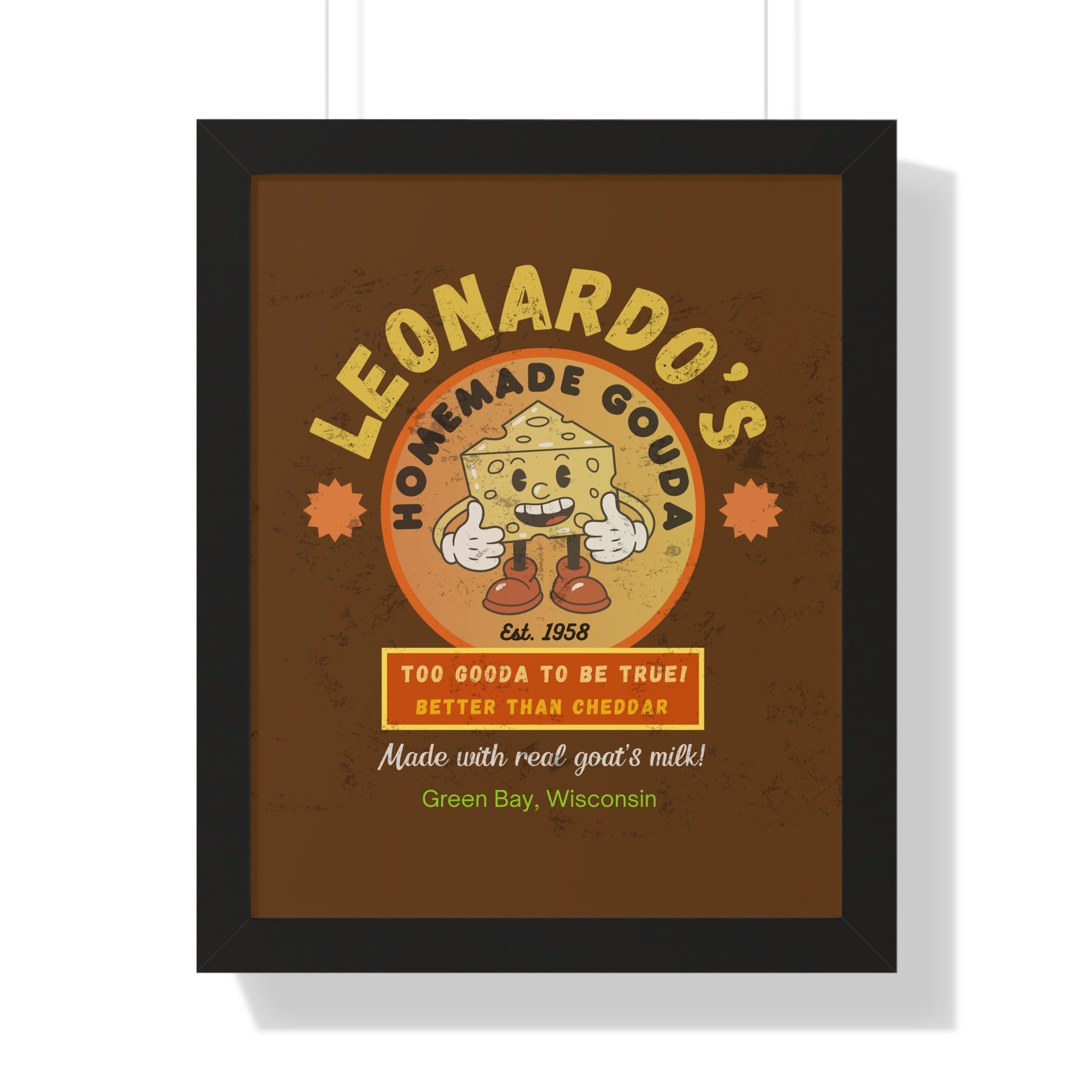 Kitchen Wall Art Poster, Leonardo's Gouda Cheese Vintage Parody 1958 - Guilty Kick Apparel