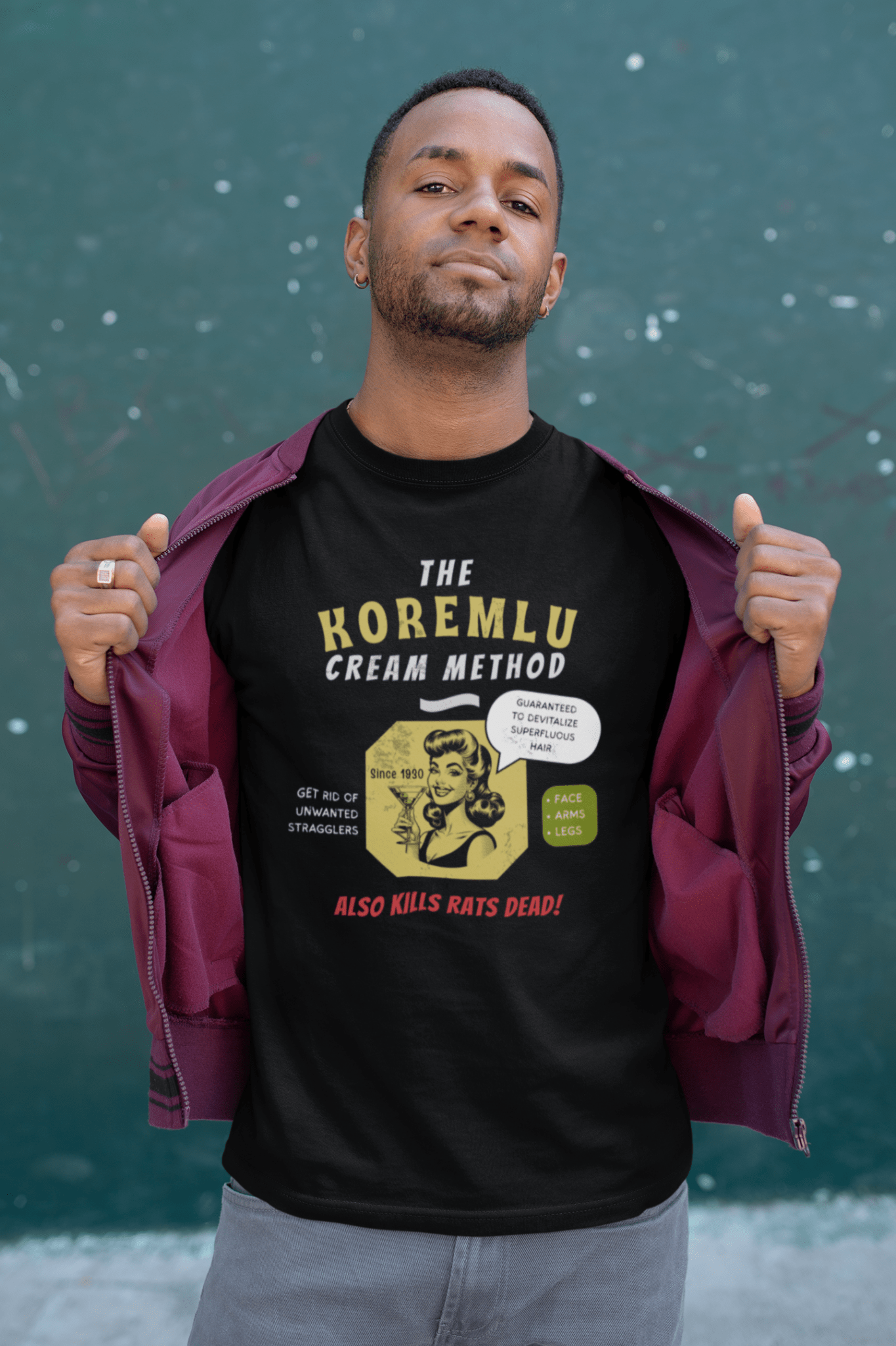 Koremlu Cream: A Vintage Parody T-Shirt of a 1930s Beauty Nightmare - Guilty Kick Apparel