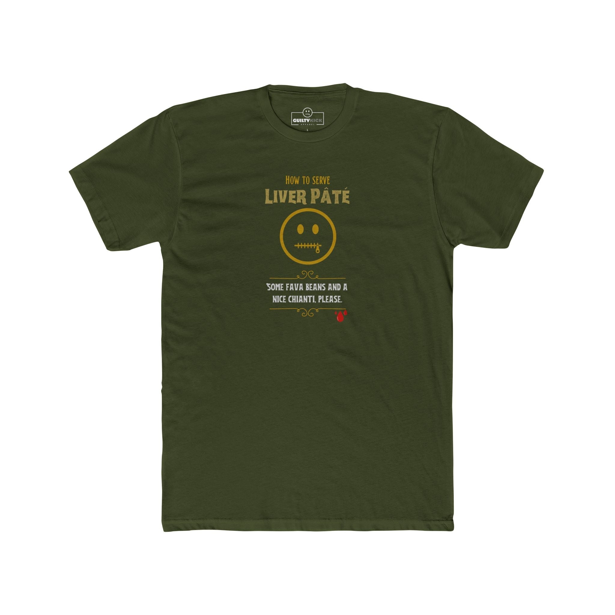 Liver Night Fava Beans Chianti Graphic Tee, Funny Hannibal Movie Parody Halloween Shirt - Guilty Kick Apparel