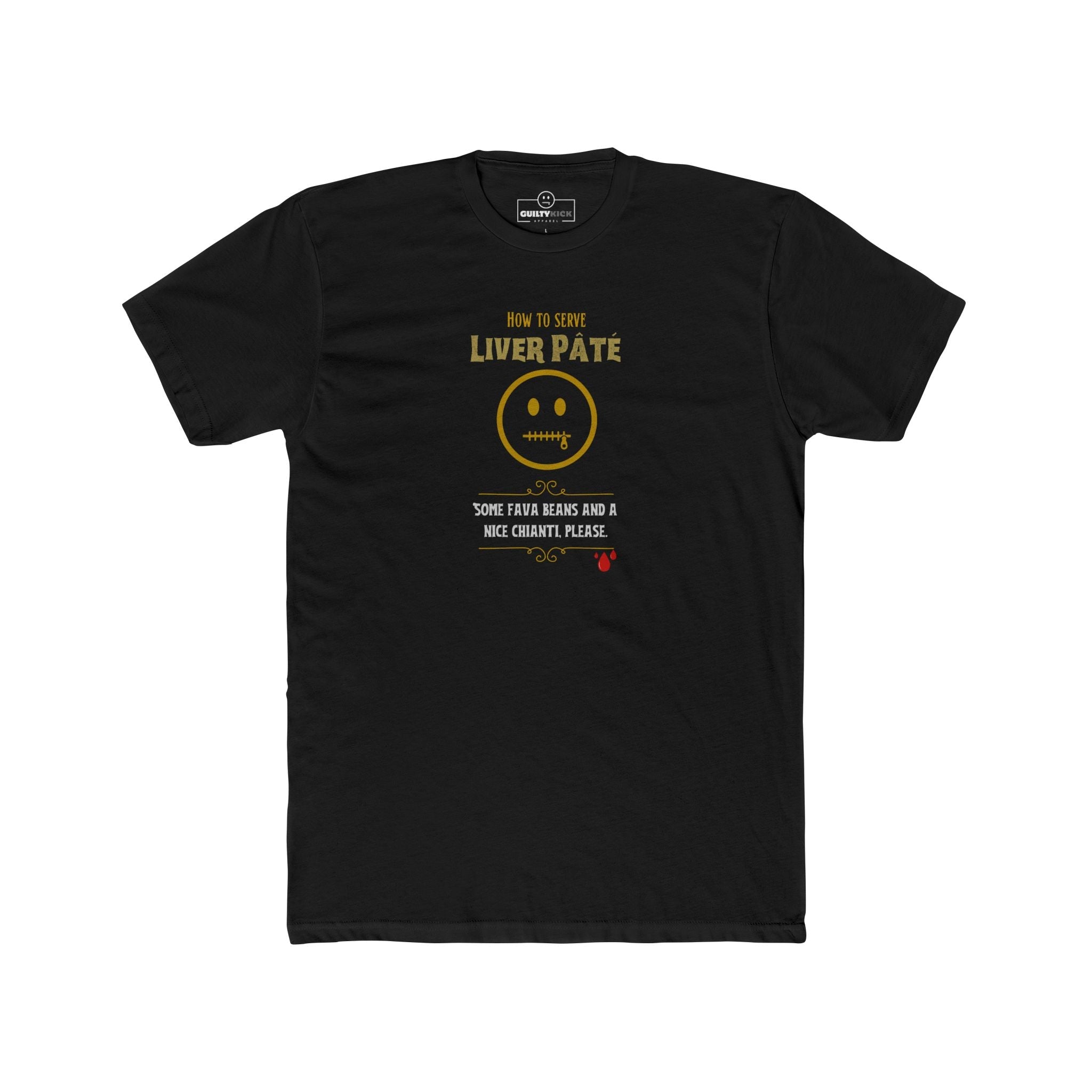 Liver Night Fava Beans Chianti Graphic Tee, Funny Hannibal Movie Parody Halloween Shirt - Guilty Kick Apparel
