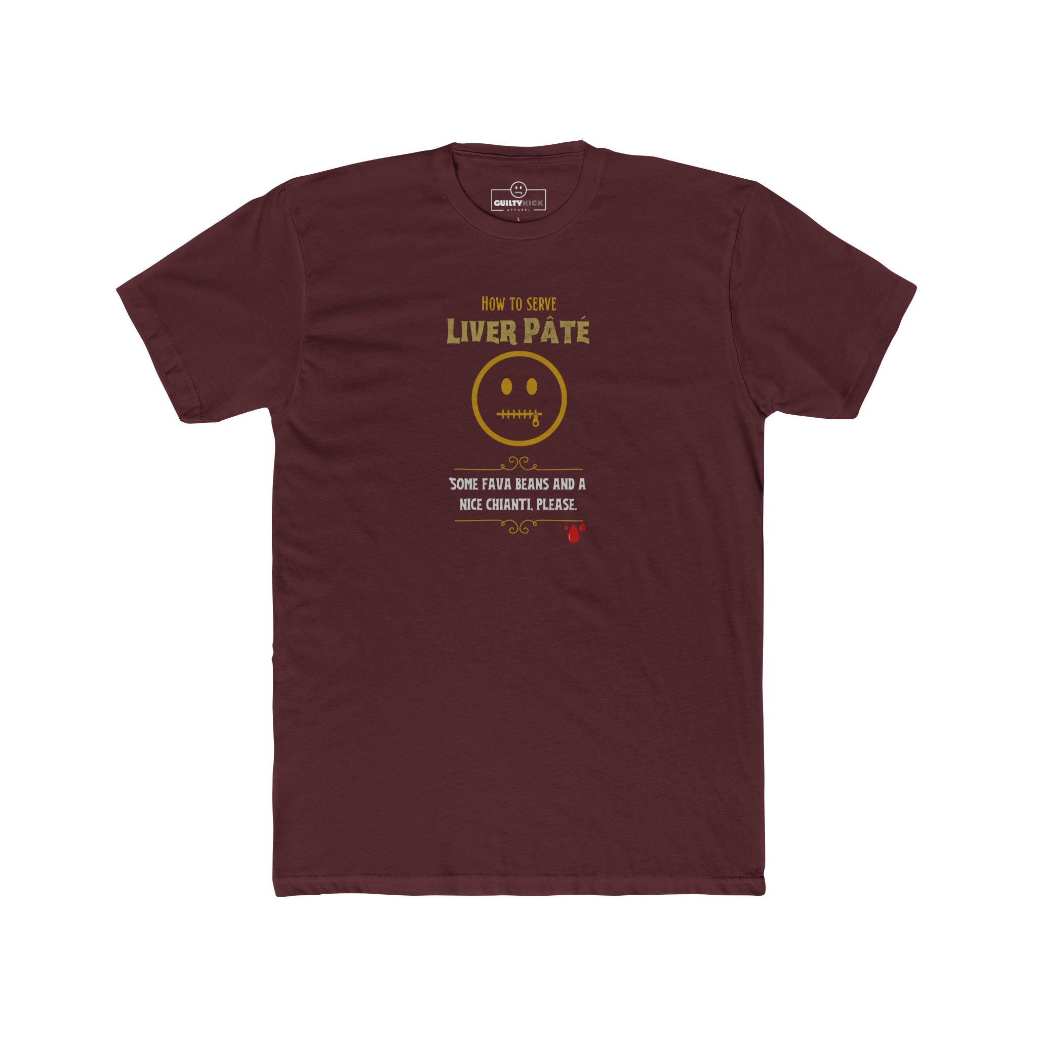 Liver Night Fava Beans Chianti Graphic Tee, Funny Hannibal Movie Parody Halloween Shirt - Guilty Kick Apparel