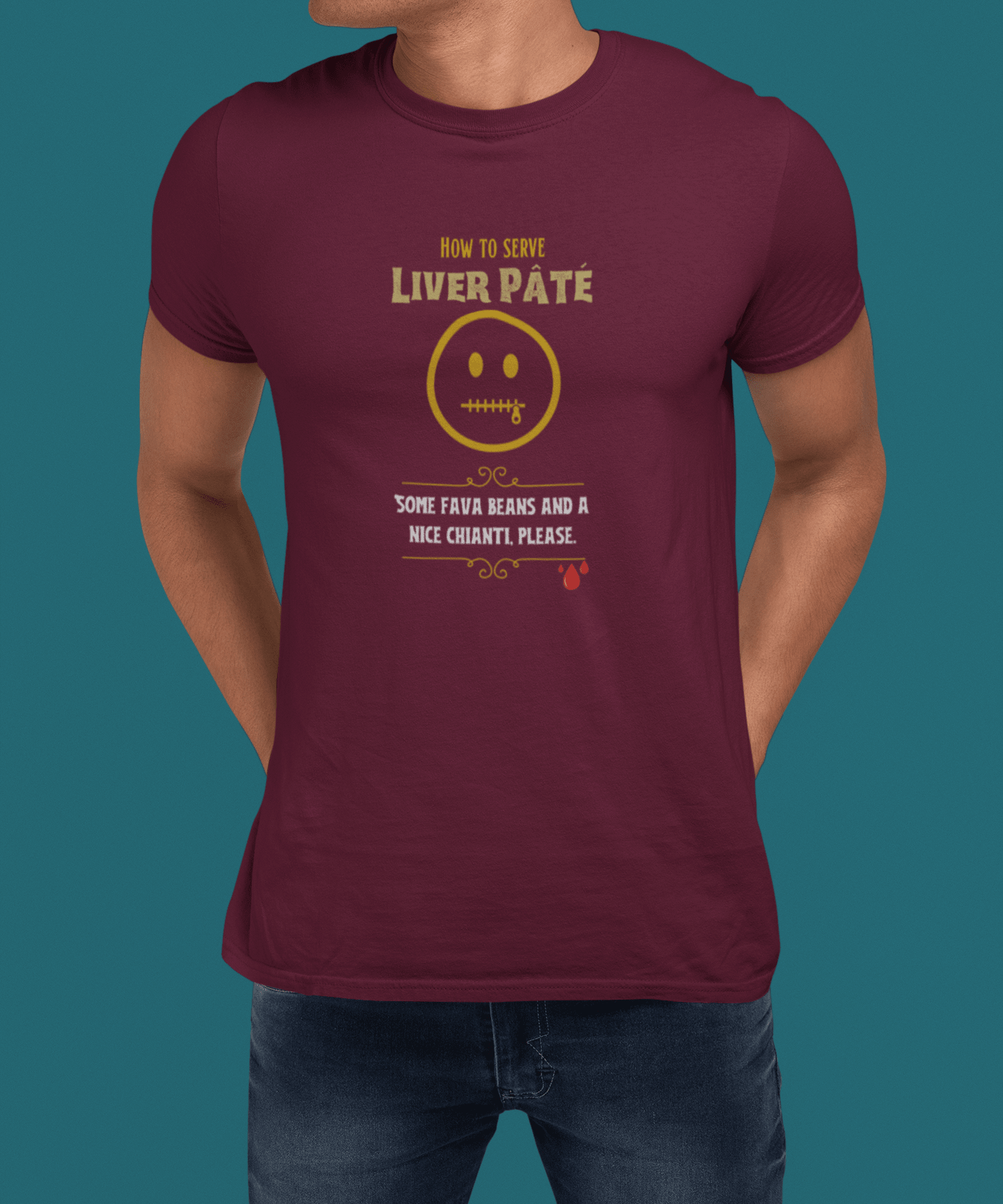 Liver Night Fava Beans Chianti Graphic Tee, Funny Hannibal Movie Parody Halloween Shirt - Guilty Kick Apparel