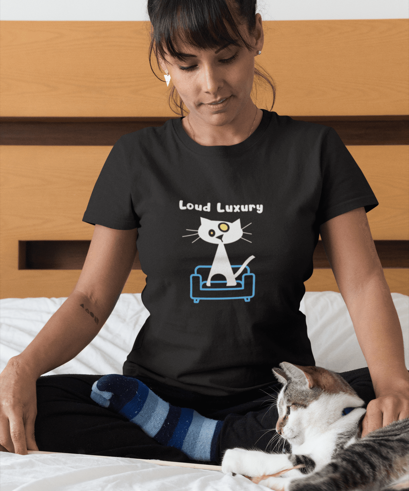 Loud Luxury Minimalist Cat T-Shirt, Mid - Century Modern Geometric Graphic Tee - Guilty Kick Apparel