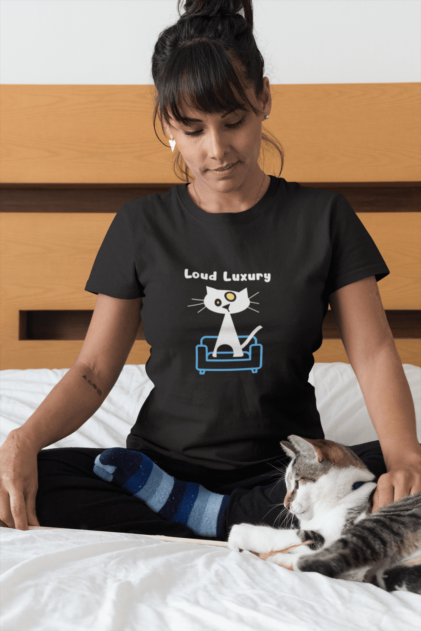Loud Luxury Minimalist Cat T-Shirt, Mid - Century Modern Geometric Graphic Tee - Guilty Kick Apparel