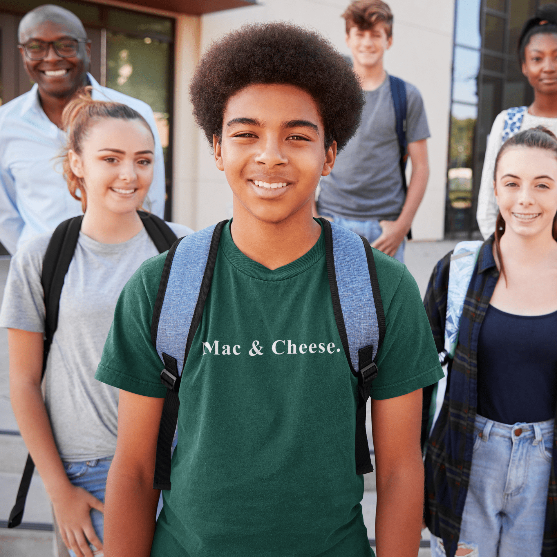 Mac & Cheese. - Minimalist Anti - Design Mood Text T-Shirt - Ironic Safe Food Tee - Guilty Kick Apparel