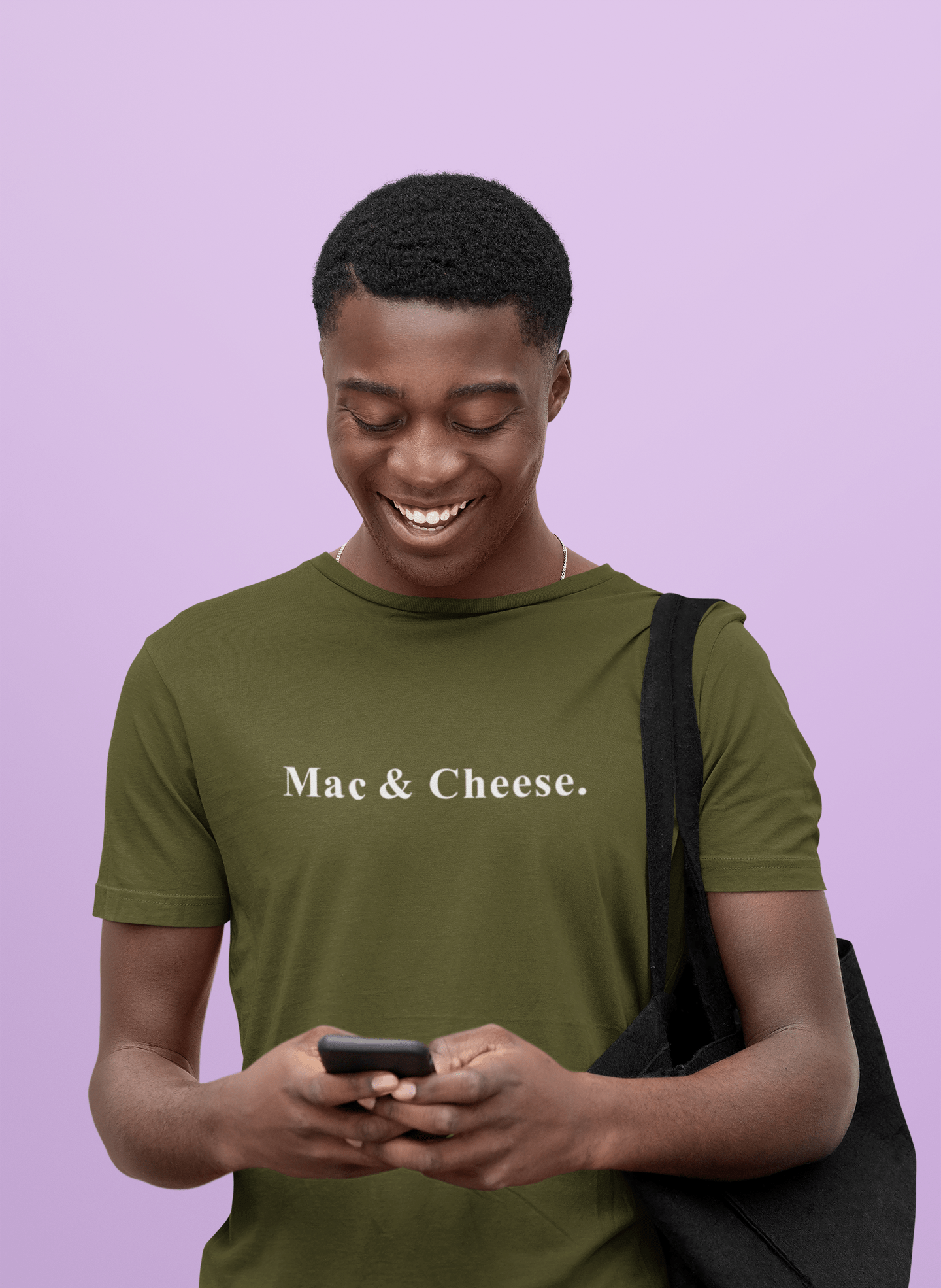 Mac & Cheese. - Minimalist Anti - Design Mood Text T-Shirt - Ironic Safe Food Tee - Guilty Kick Apparel