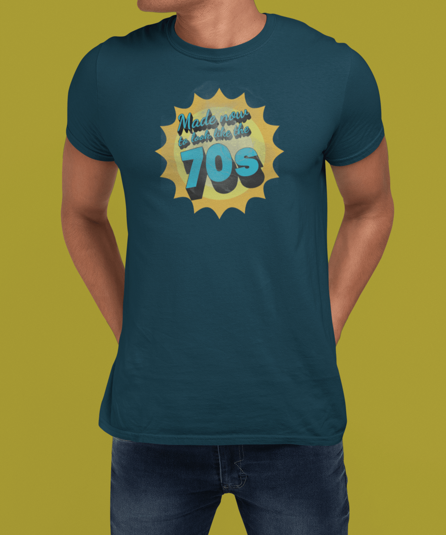 Made Now To Look Like The 70s Vintage T-Shirt | Sunbaked Retro Satirical Graphic Tee - Guilty Kick Apparel
