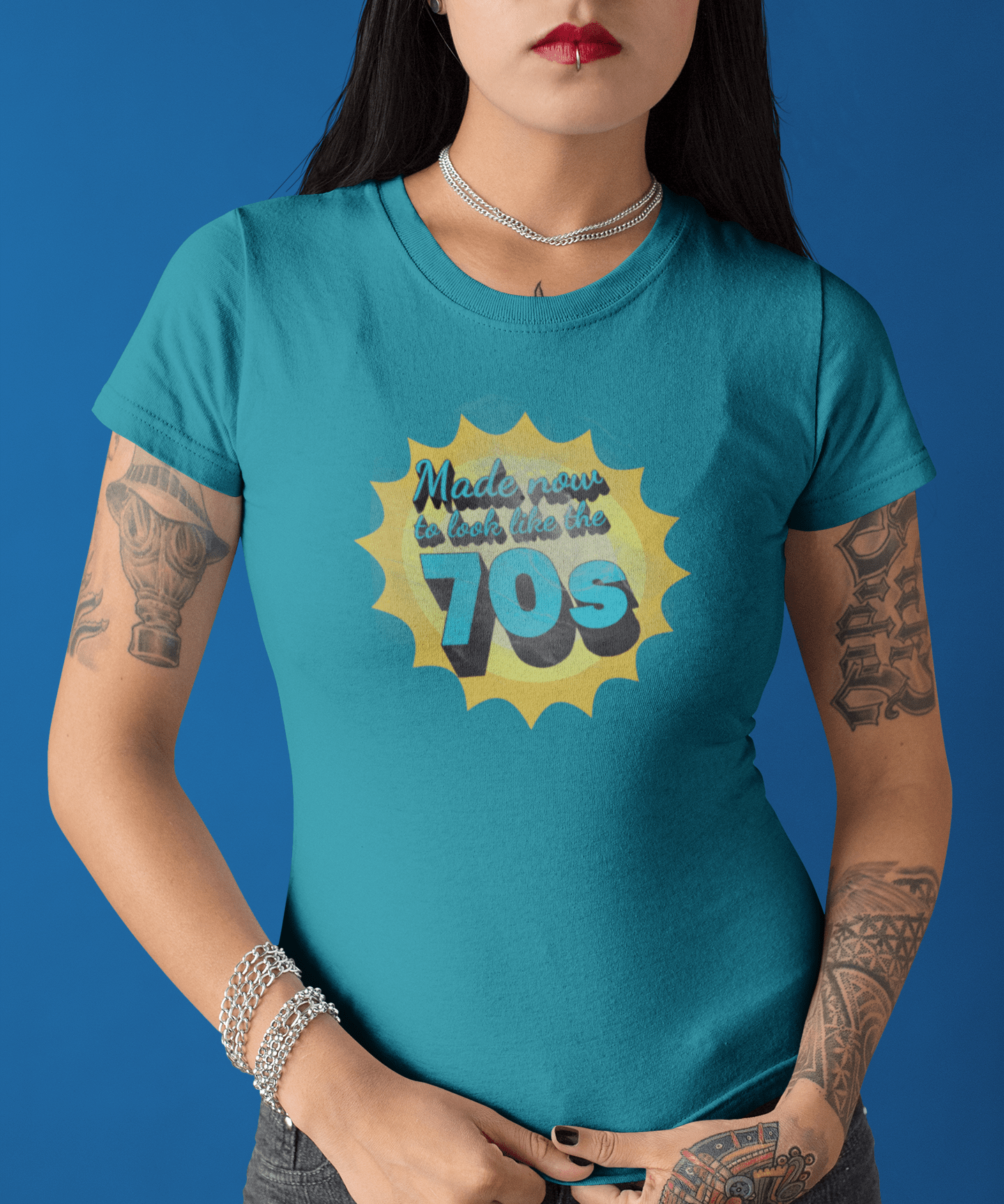 Made Now To Look Like The 70s Vintage T-Shirt | Sunbaked Retro Satirical Graphic Tee - Guilty Kick Apparel