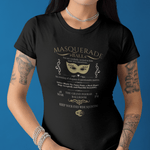 Masquerade Ball Satirical Halloween Graphic Tee, Eyes Wide Squinting Vintage Parody Shirt - Guilty Kick Apparel