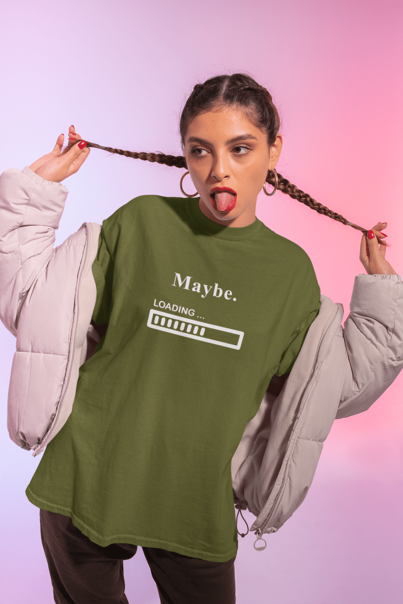 Maybe. Sarcastic Loading Bar Minimalist Graphic T-Shirt - Guilty Kick Apparel