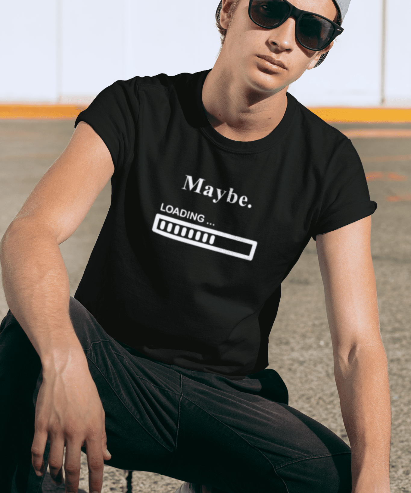 Maybe. Sarcastic Loading Bar Minimalist Graphic T-Shirt - Guilty Kick Apparel