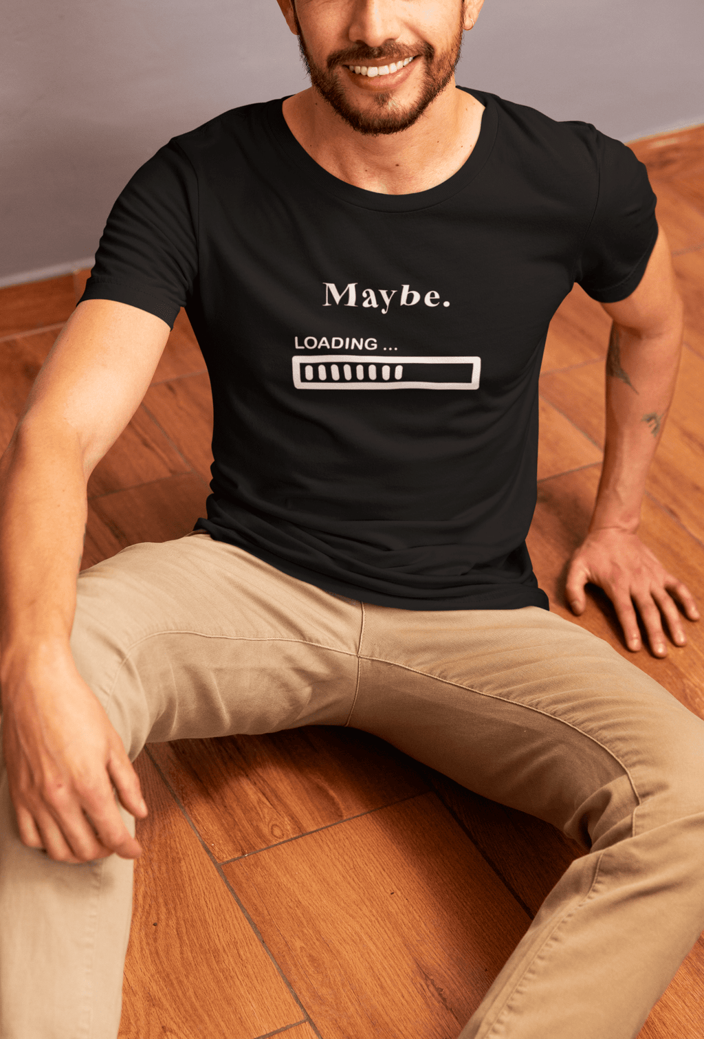 Maybe. Sarcastic Loading Bar Minimalist Graphic T-Shirt - Guilty Kick Apparel
