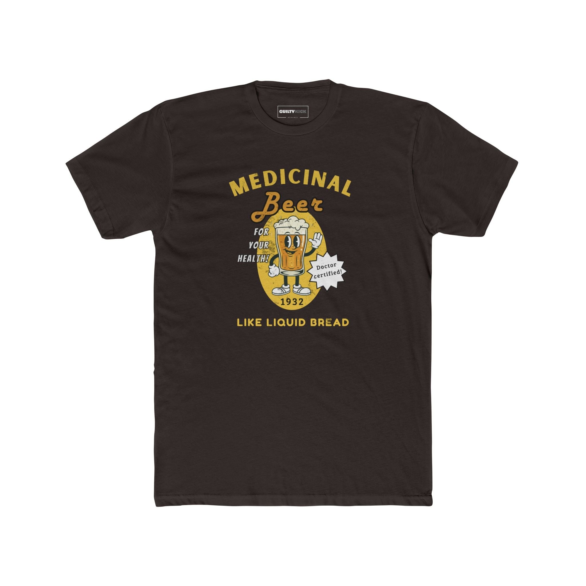 Medicinal Beer Retro Cartoon T-Shirt, Vintage 1930s Doctor Certified Liquid Bread Bartender Tee - Guilty Kick Apparel