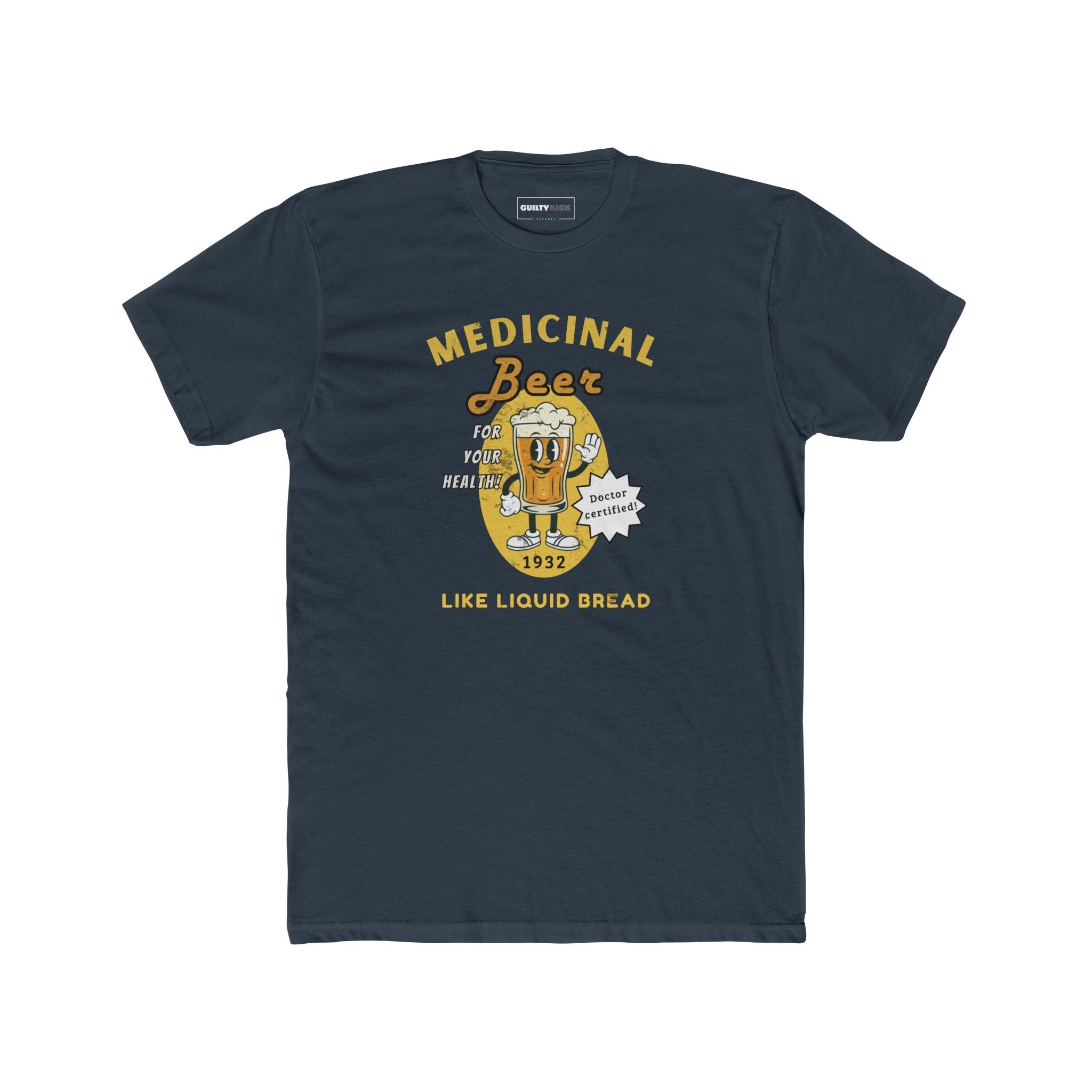 Medicinal Beer Retro Cartoon T-Shirt, Vintage 1930s Doctor Certified Liquid Bread Bartender Tee - Guilty Kick Apparel