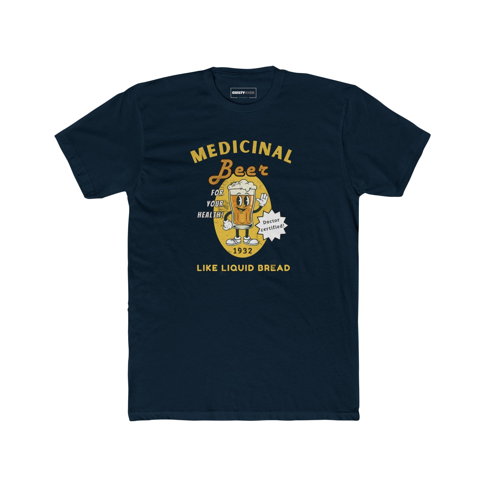 Medicinal Beer Retro Cartoon T-Shirt, Vintage 1930s Doctor Certified Liquid Bread Bartender Tee - Guilty Kick Apparel
