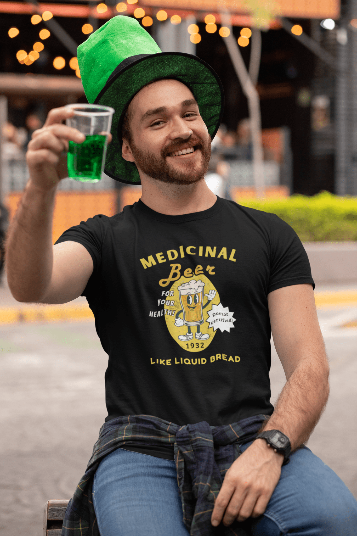 Medicinal Beer Retro Cartoon T-Shirt, Vintage 1930s Doctor Certified Liquid Bread Bartender Tee - Guilty Kick Apparel