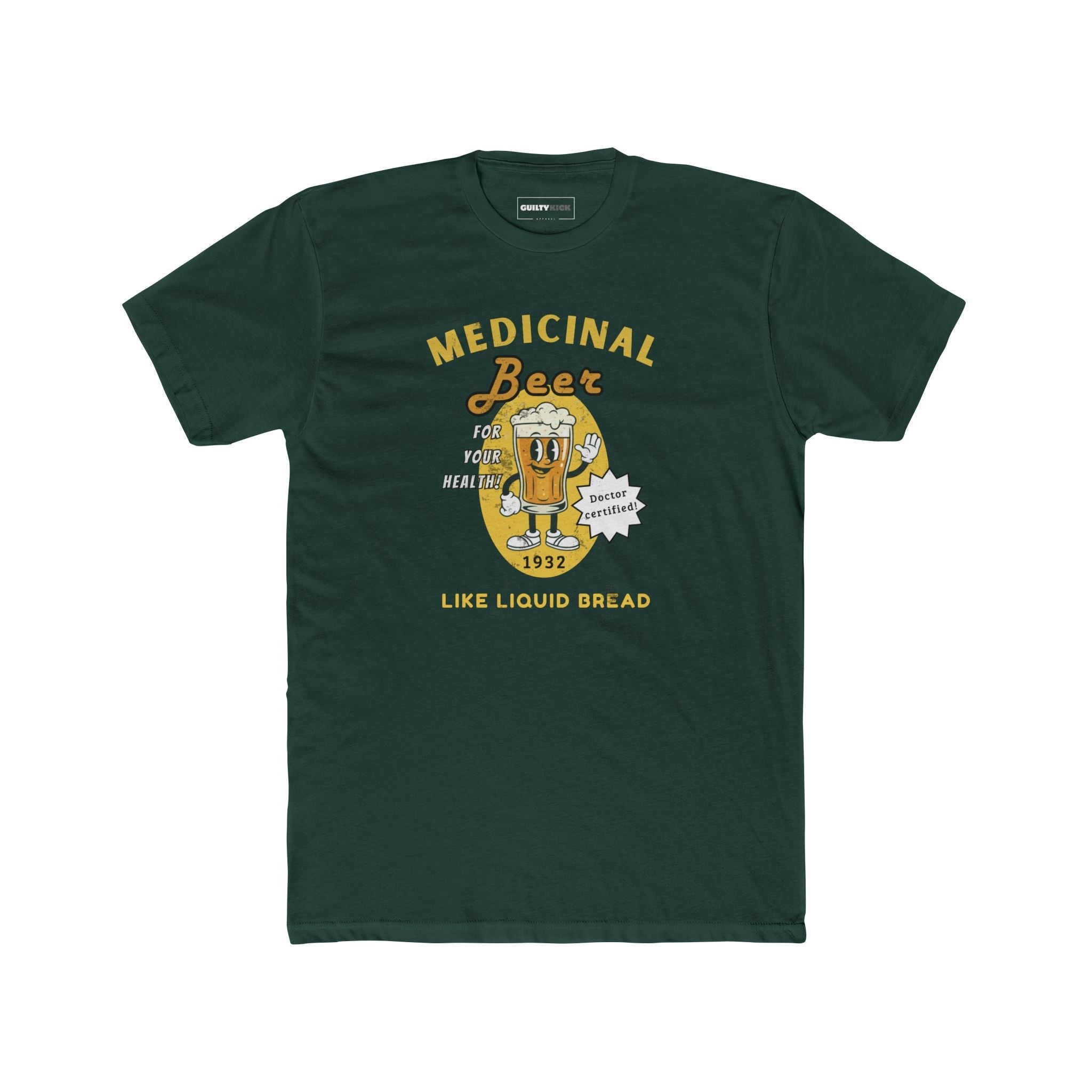 Medicinal Beer Retro Cartoon T-Shirt, Vintage 1930s Doctor Certified Liquid Bread Bartender Tee - Guilty Kick Apparel