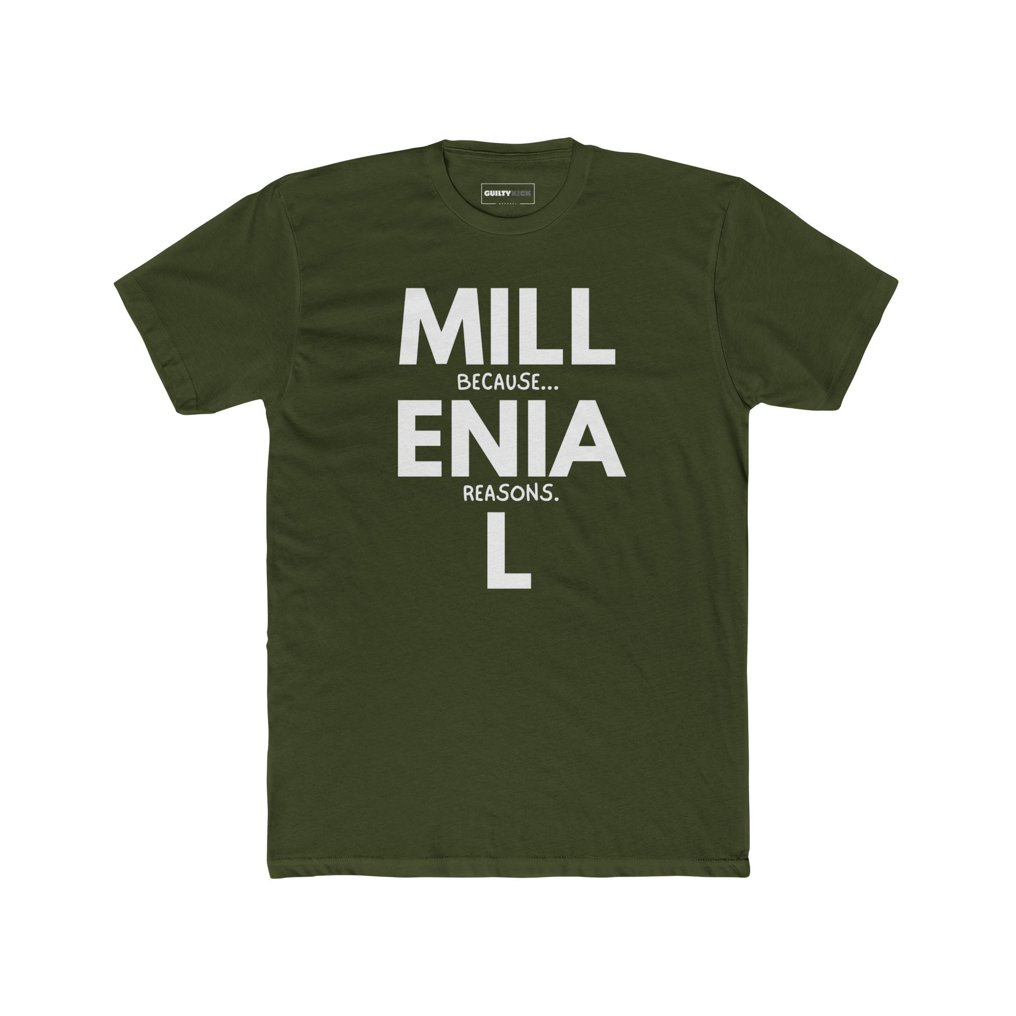 Millennial: Because Millenia L Reasons T-Shirt | Punny Generational Satire Tee - Guilty Kick Apparel