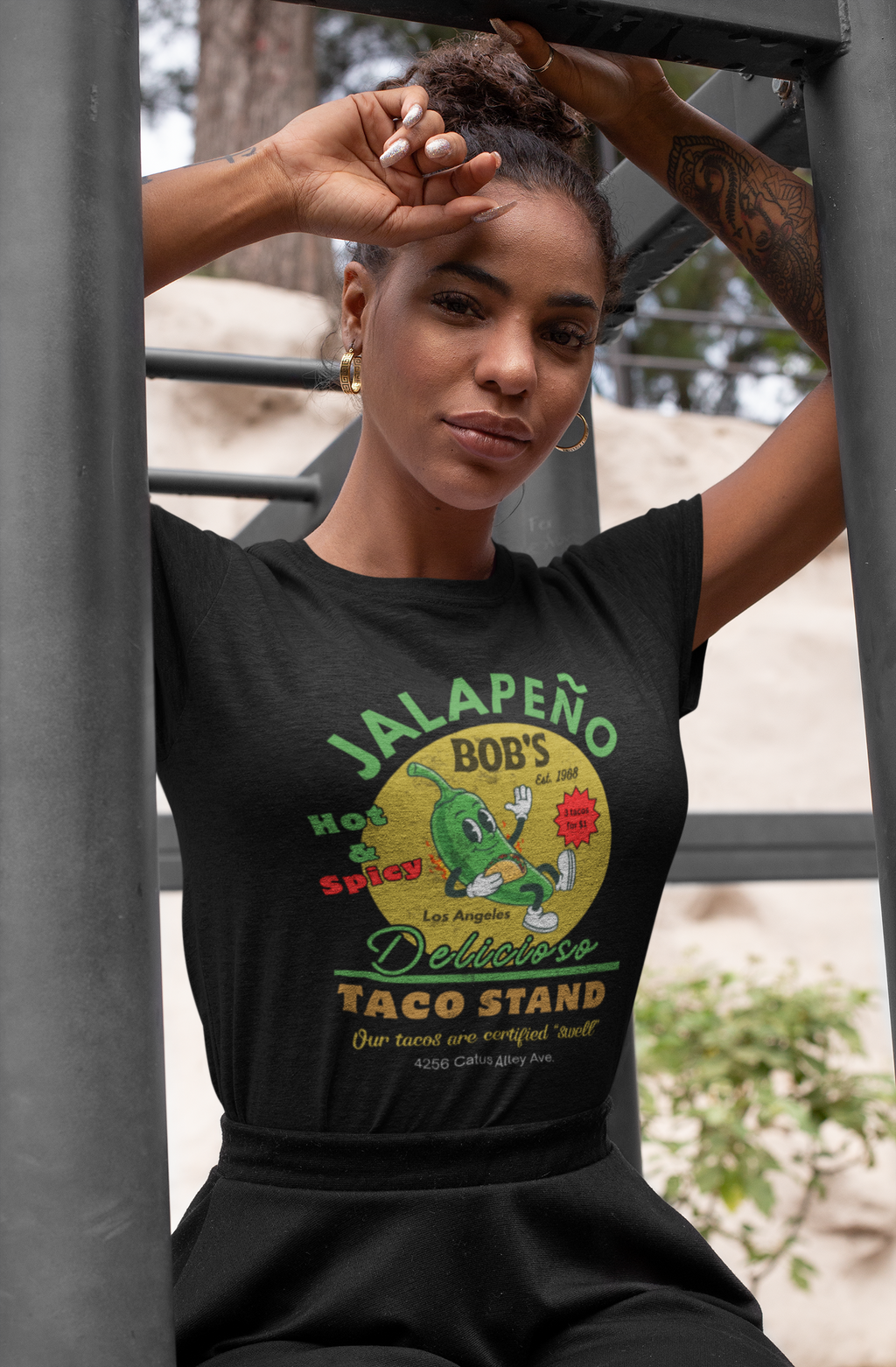 Vintage Jalapeno Bob's Taco Stand Unisex Cotton Crew Tee
