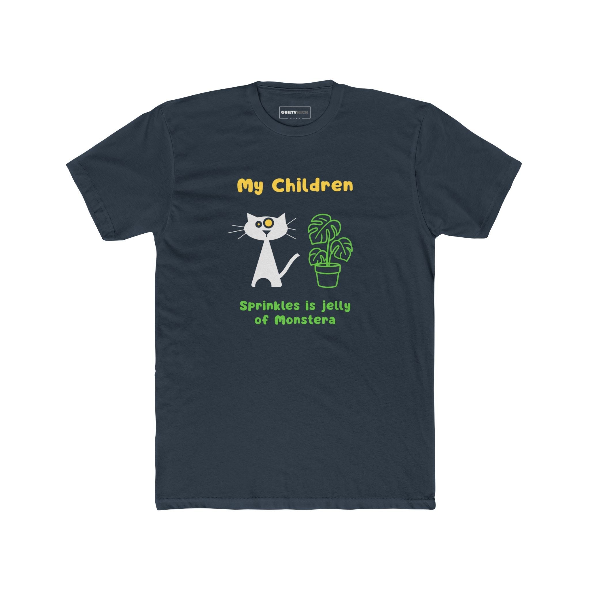 My Children: Sprinkles is Jelly Minimalist Cat & Monstera Plant Parent T-Shirt - Guilty Kick Apparel