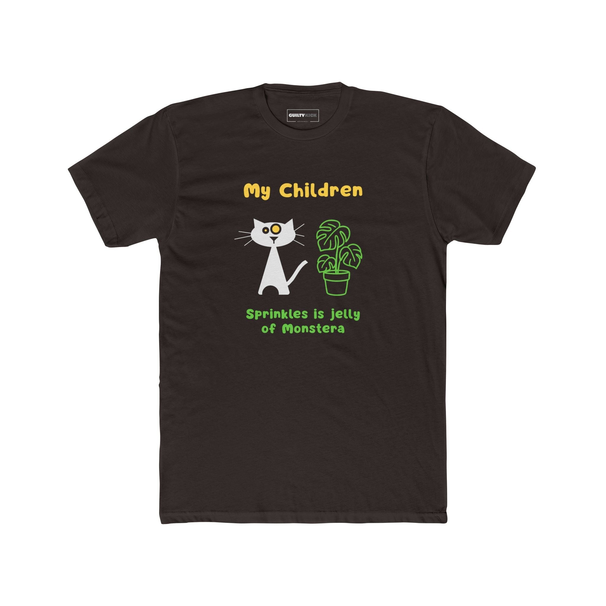 My Children: Sprinkles is Jelly Minimalist Cat & Monstera Plant Parent T-Shirt - Guilty Kick Apparel