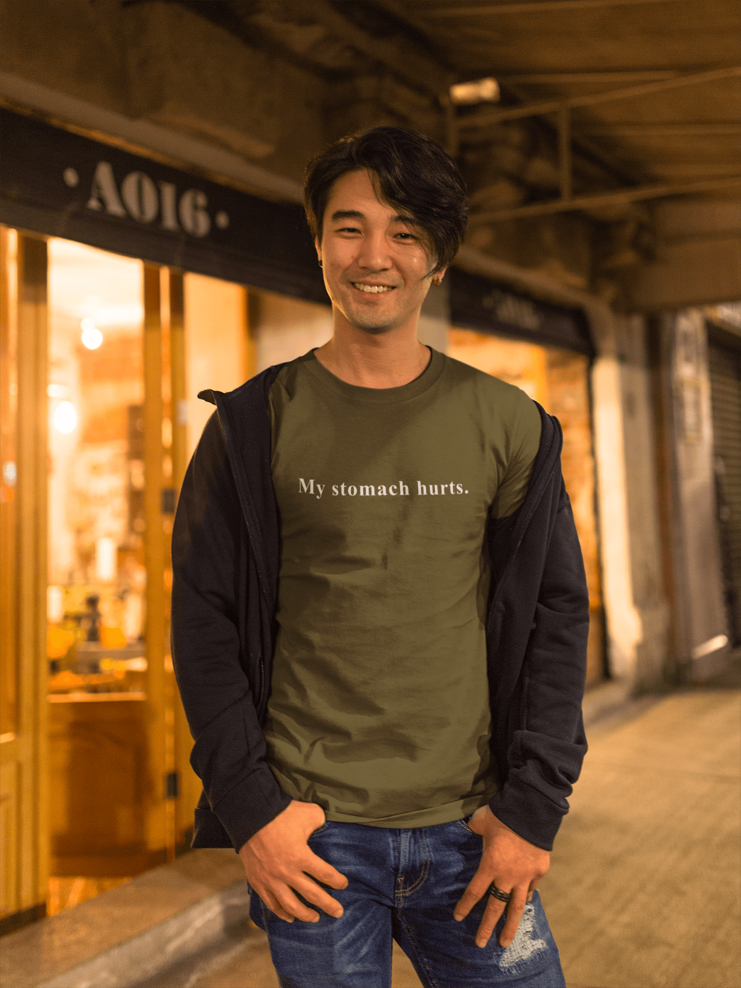 My stomach hurts. Sarcastic Minimalist Graphic T-Shirt - Guilty Kick Apparel