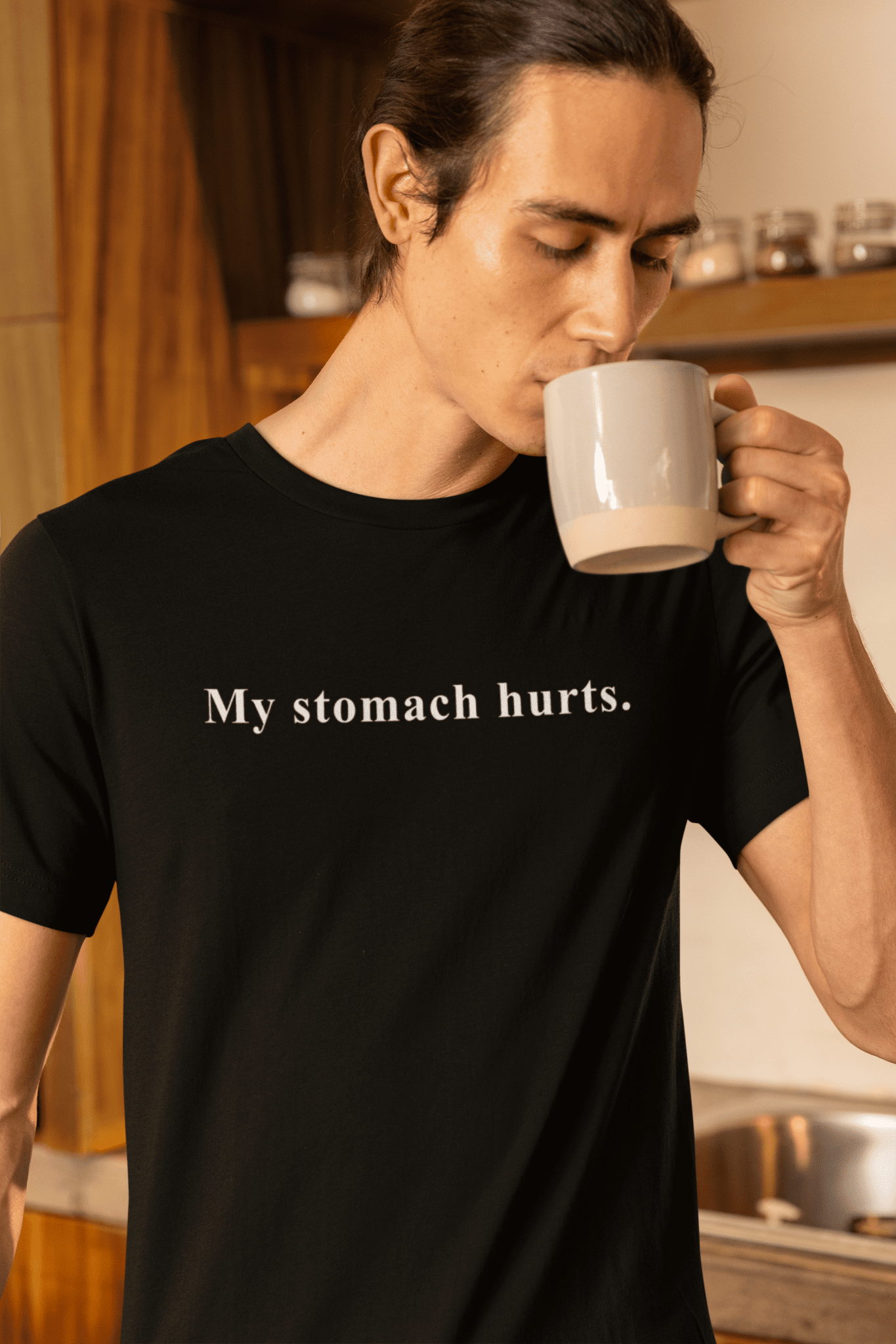 My stomach hurts. Sarcastic Minimalist Graphic T-Shirt - Guilty Kick Apparel