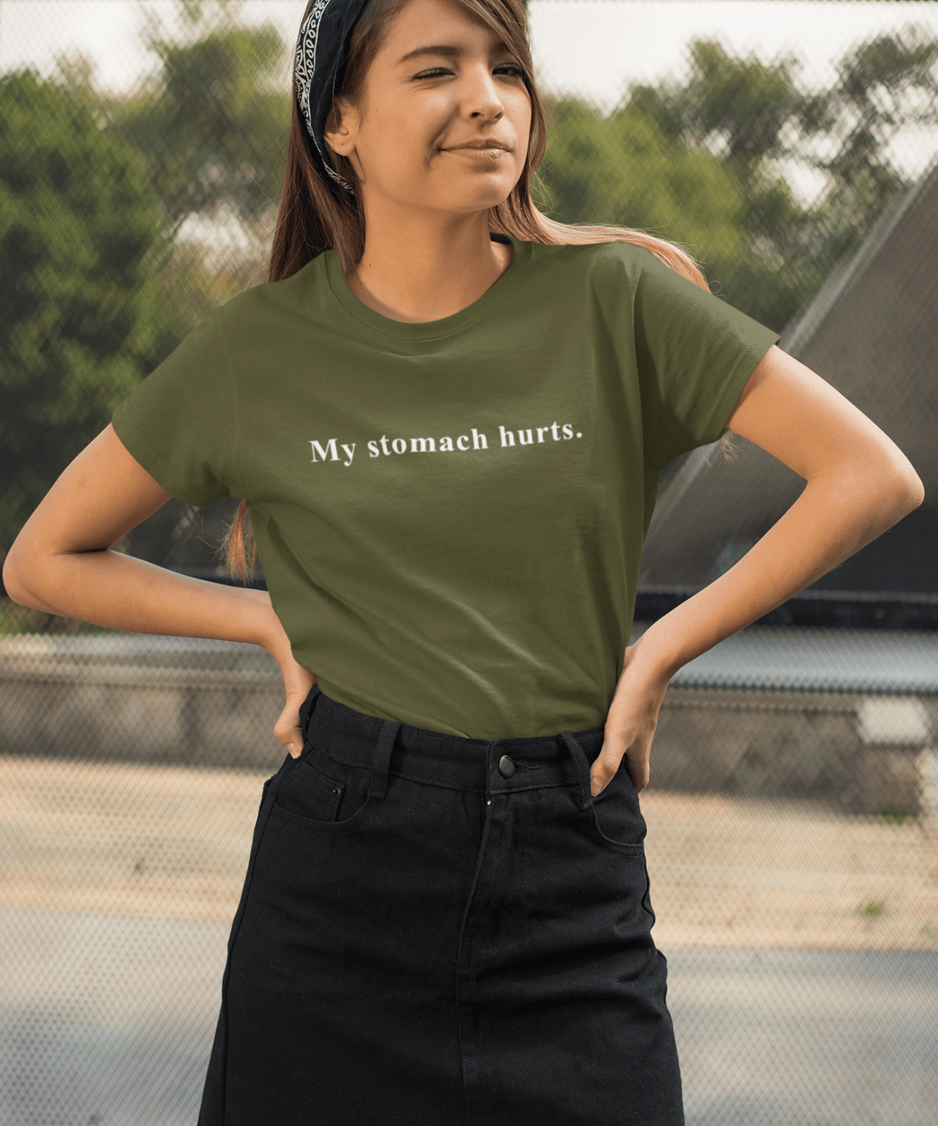 My stomach hurts. Sarcastic Minimalist Graphic T-Shirt - Guilty Kick Apparel
