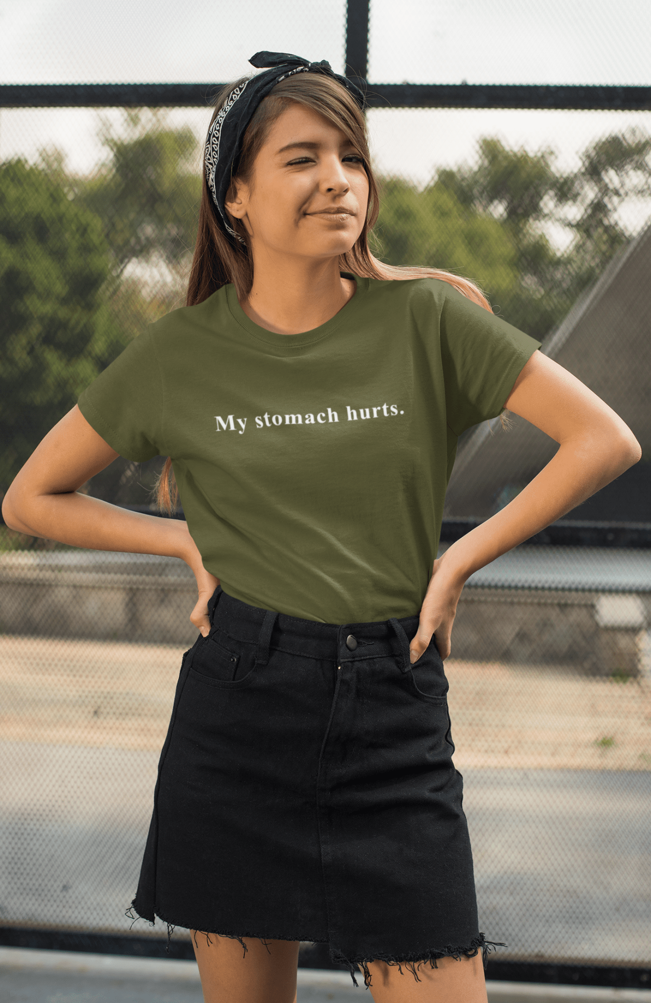 My stomach hurts. Sarcastic Minimalist Graphic T-Shirt - Guilty Kick Apparel