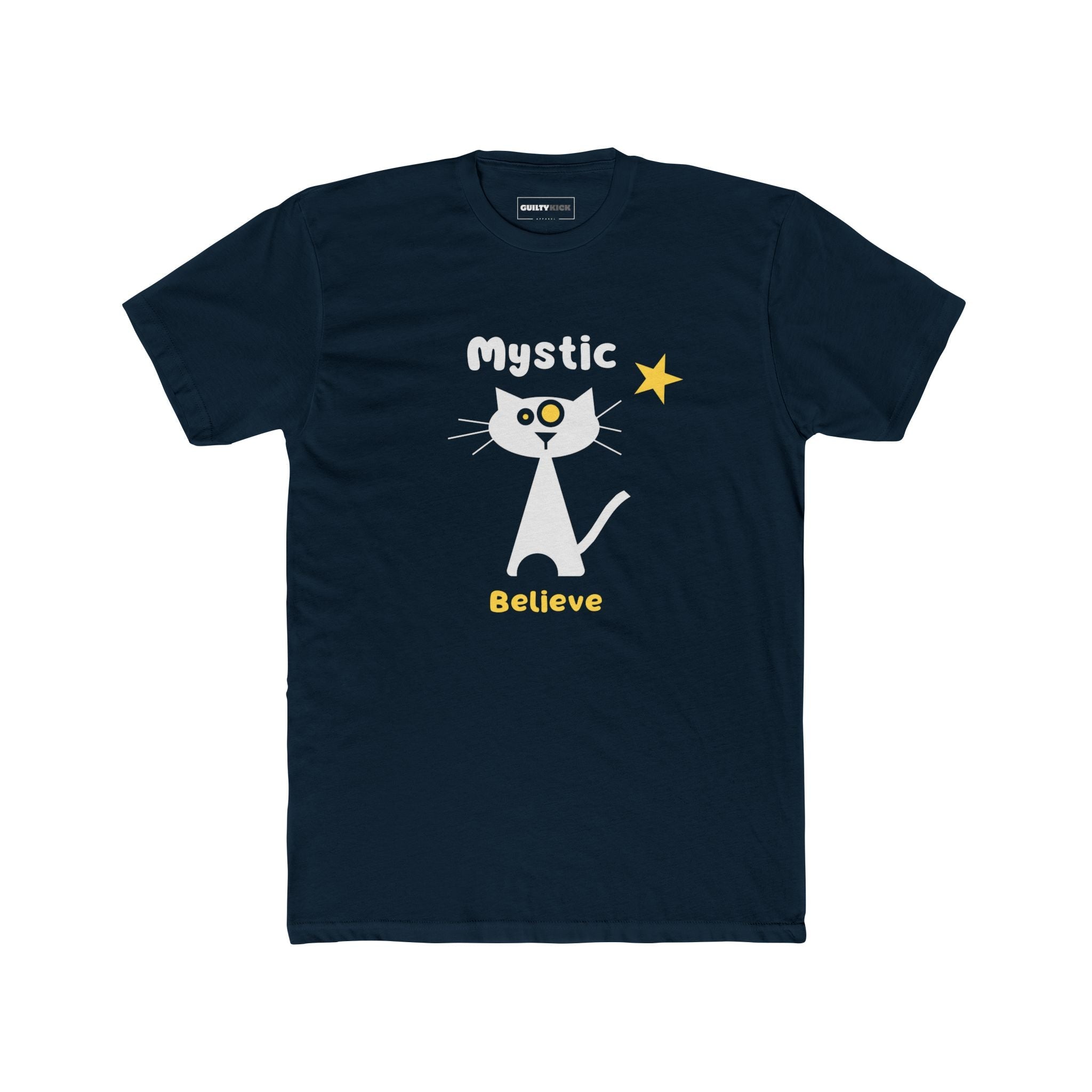 Mystic Believe Minimalist Cat T-Shirt, Modern Retro Geometric Graphic Tee - Guilty Kick Apparel