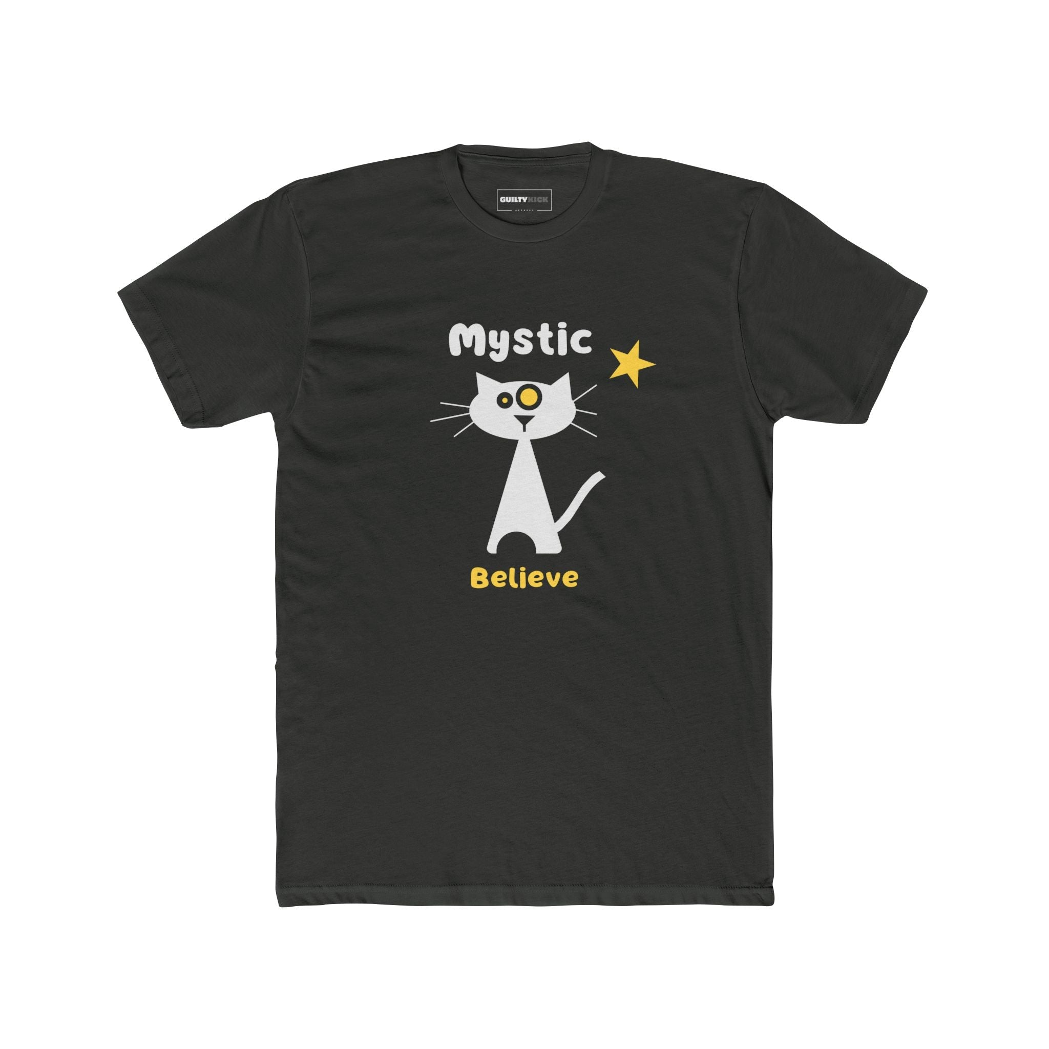 Mystic Believe Minimalist Cat T-Shirt, Modern Retro Geometric Graphic Tee - Guilty Kick Apparel