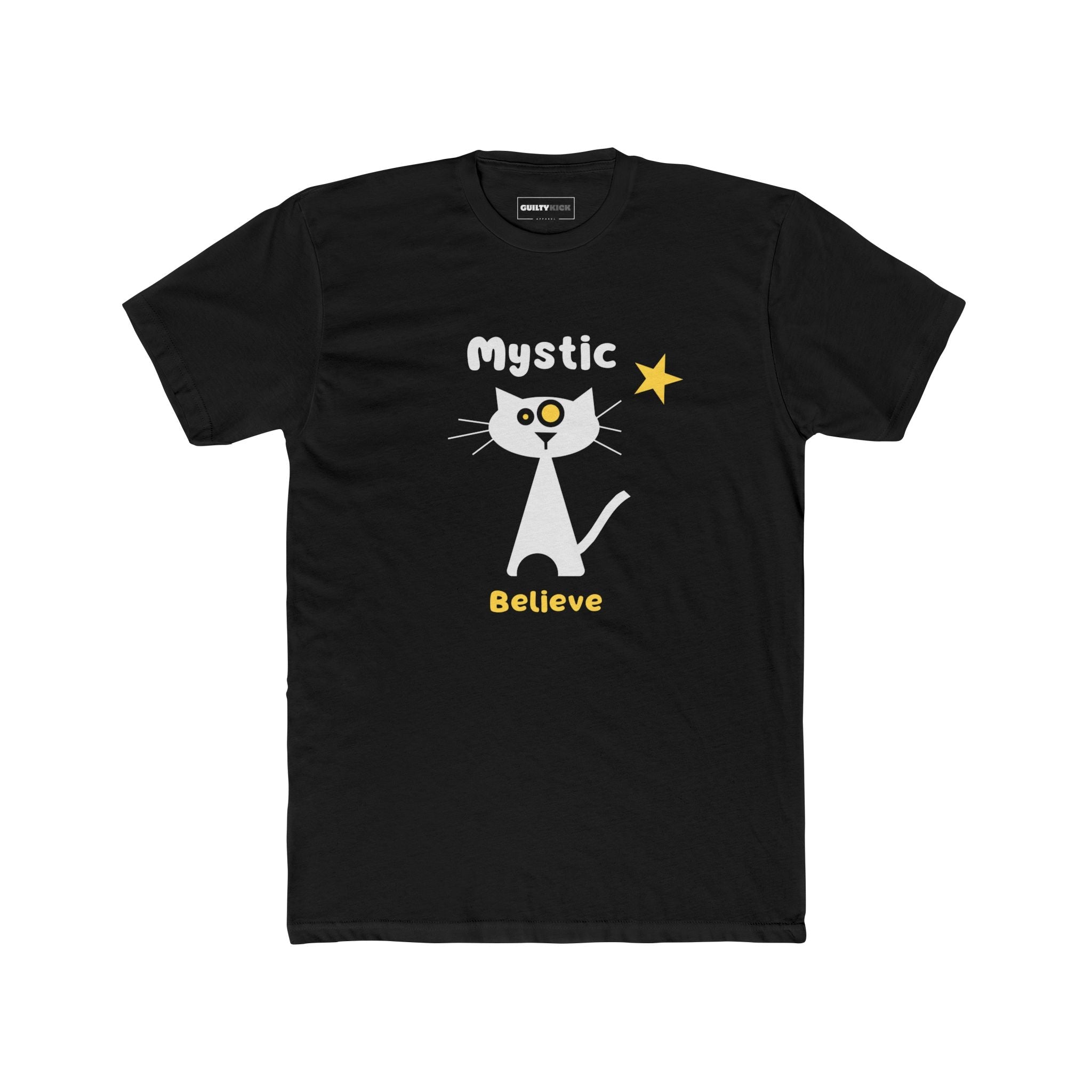 Mystic Believe Minimalist Cat T-Shirt, Modern Retro Geometric Graphic Tee - Guilty Kick Apparel