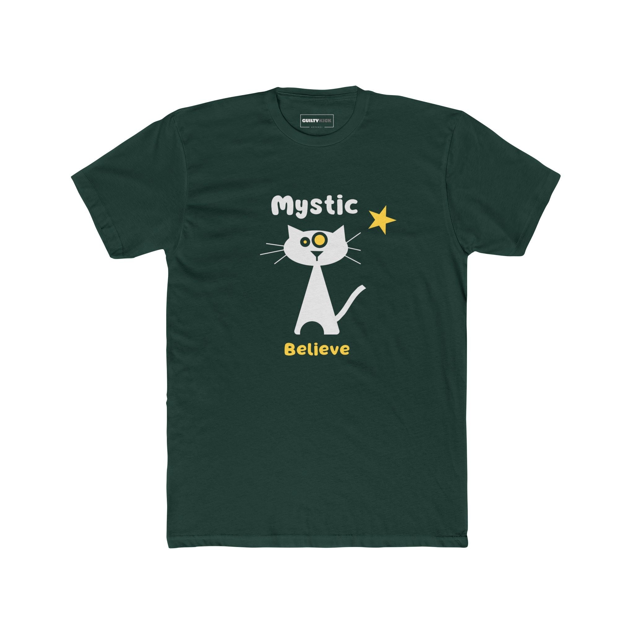 Mystic Believe Minimalist Cat T-Shirt, Modern Retro Geometric Graphic Tee - Guilty Kick Apparel