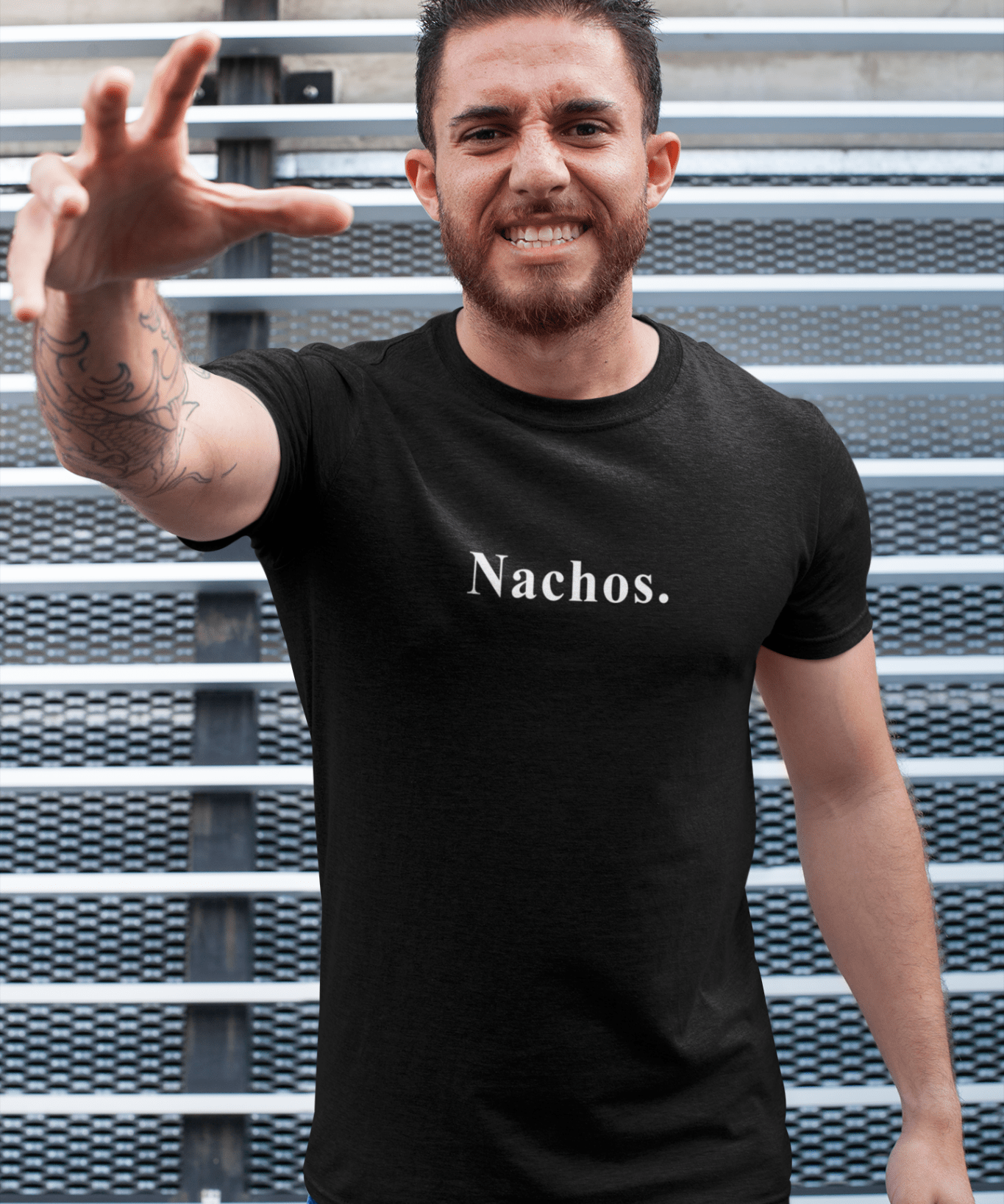 Nachos. Minimalist Anti - Design MoodText T-Shirt | Ironic Snack Food Tee - Guilty Kick Apparel