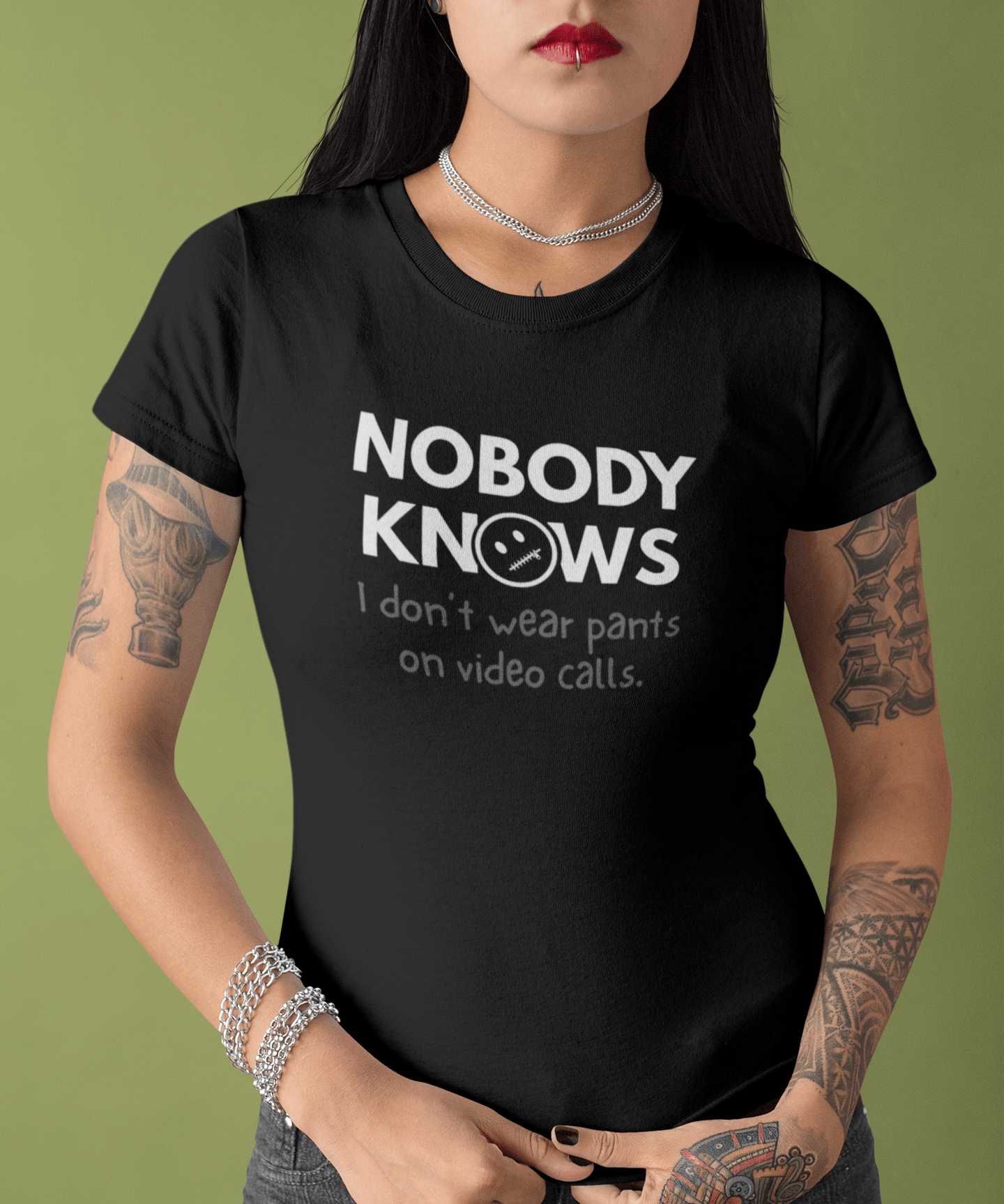Nobody Knows I Don't Wear Pants On Video Calls Remote Work Satire - Guilty Kick Apparel