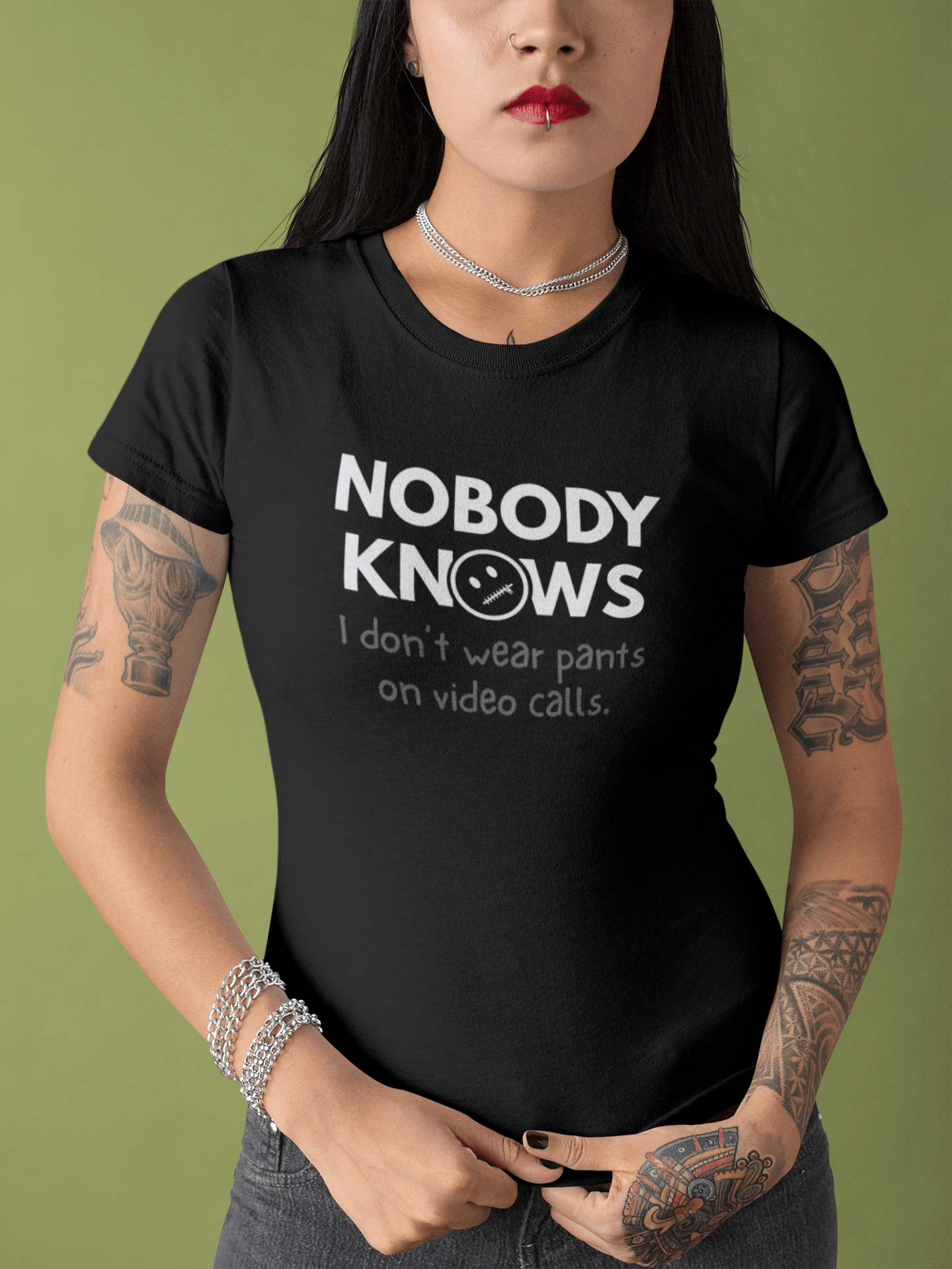 Nobody Knows I Don't Wear Pants On Video Calls Remote Work Satire - Guilty Kick Apparel
