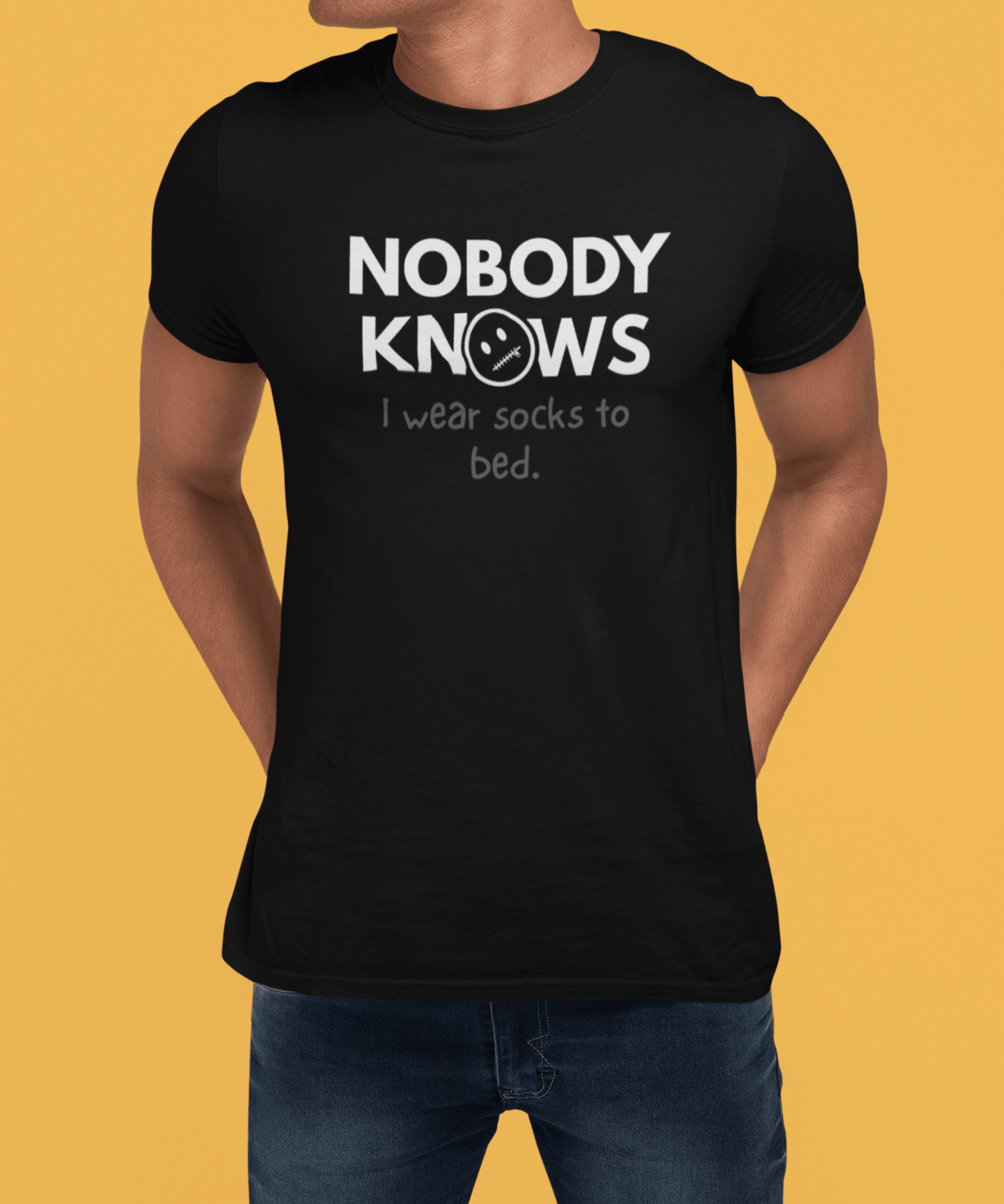 Nobody Knows I Wear Socks To Bed Funny Sleep Satire Tee - Guilty Kick Apparel