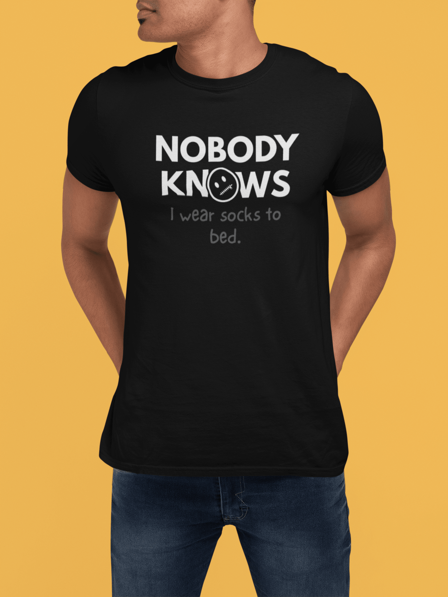 Nobody Knows I Wear Socks To Bed Funny Sleep Satire Tee - Guilty Kick Apparel