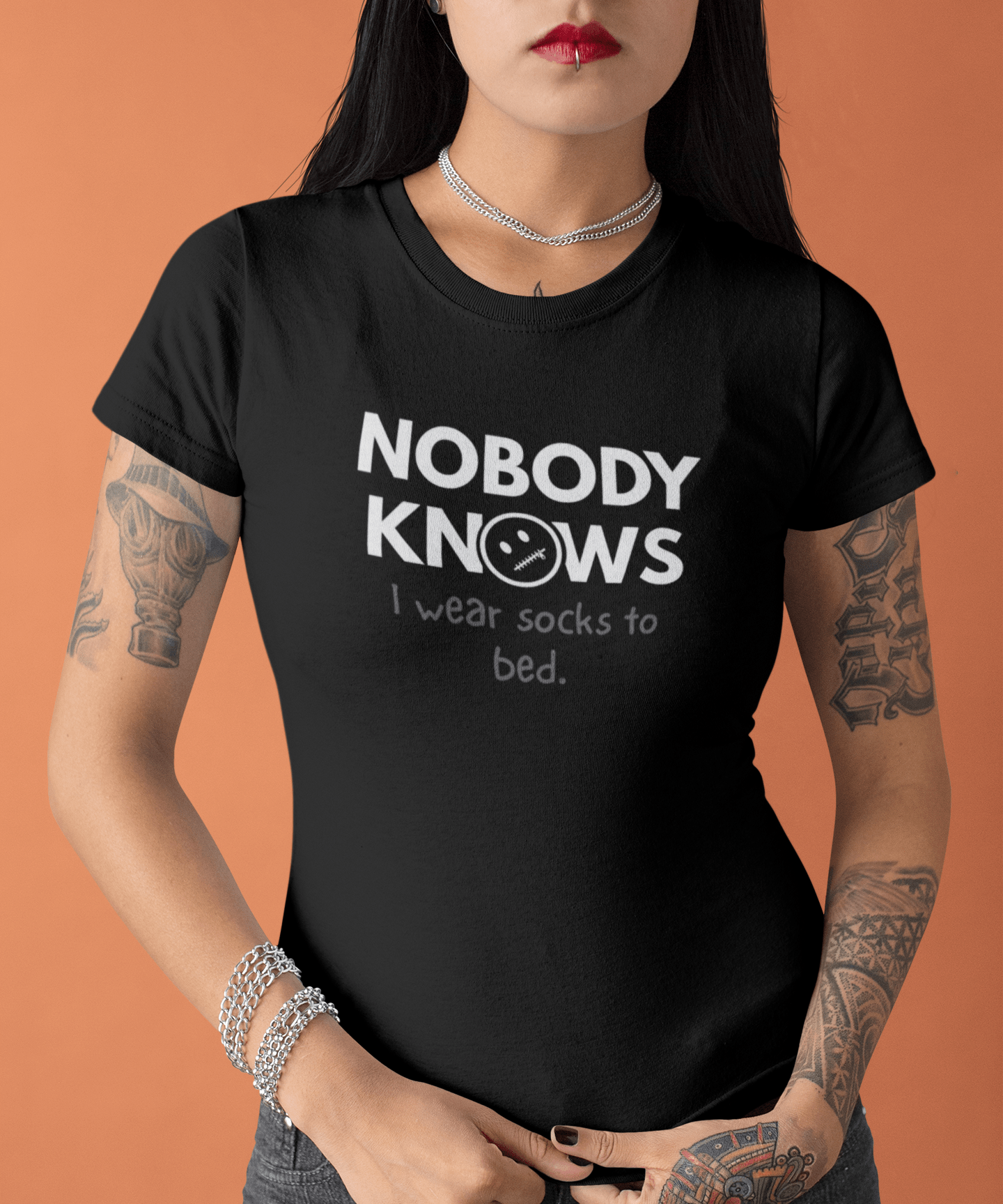 Nobody Knows I Wear Socks To Bed Funny Sleep Satire Tee - Guilty Kick Apparel