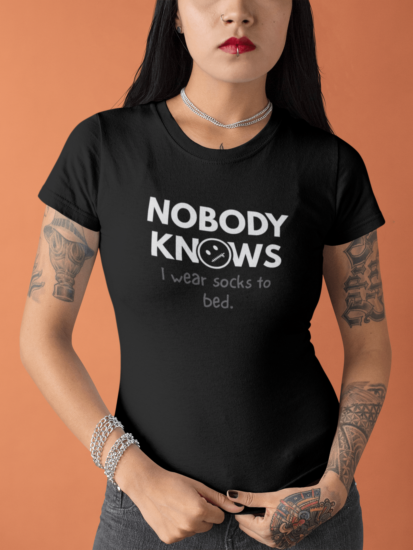Nobody Knows I Wear Socks To Bed Funny Sleep Satire Tee - Guilty Kick Apparel