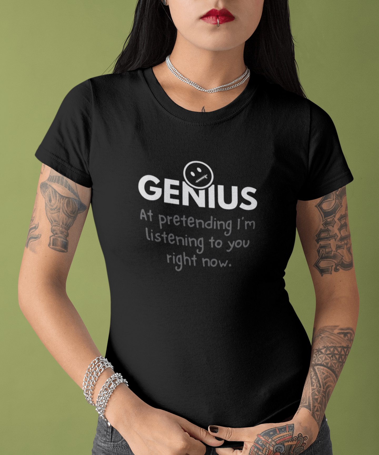 Nobody Knows I’m a Genius (At Pretending I’m Listening) T-Shirt - Guilty Kick Apparel