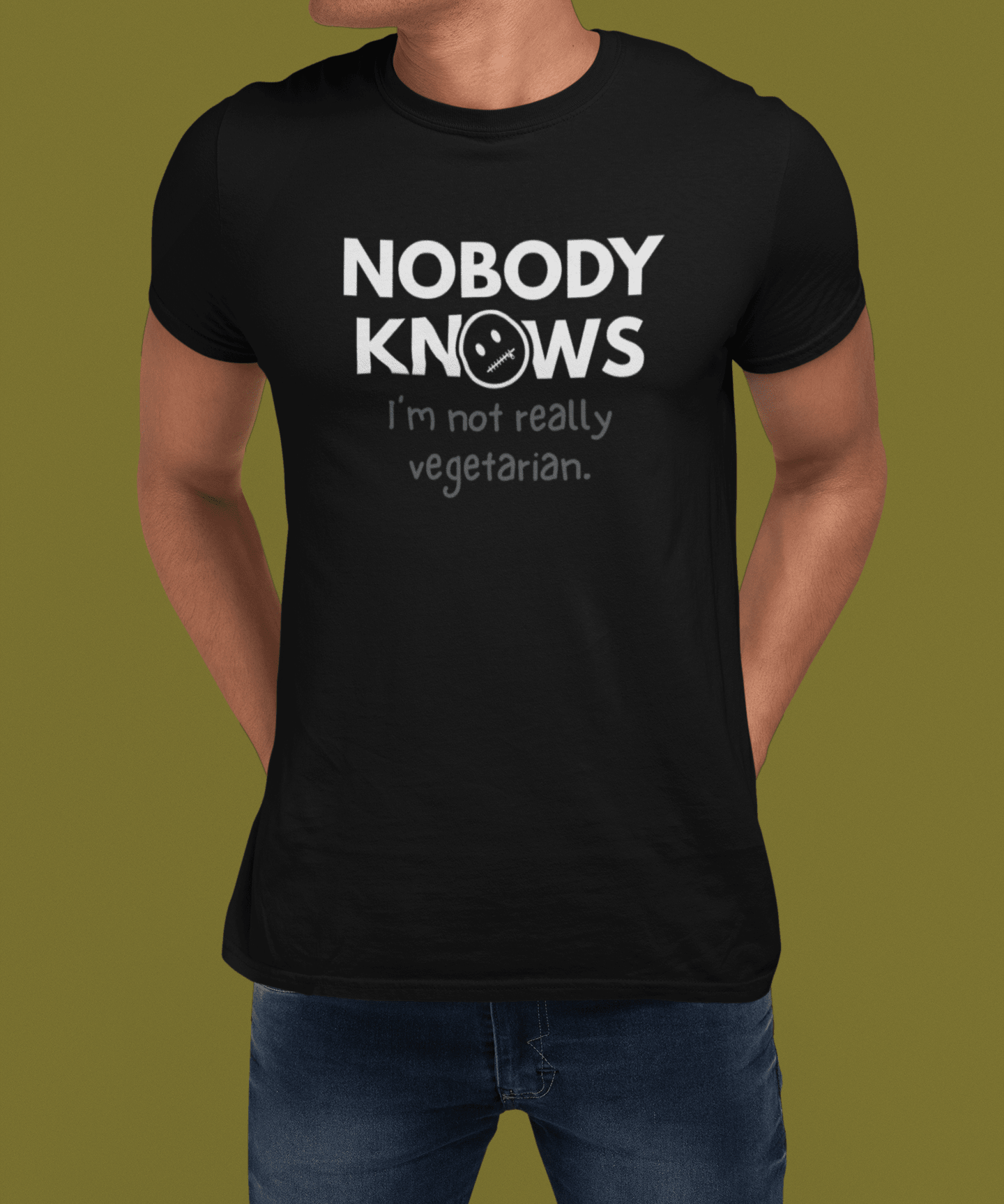 Nobody Knows I’m Not Really Vegetarian Funny Food Satire Shirt - Guilty Kick Apparel