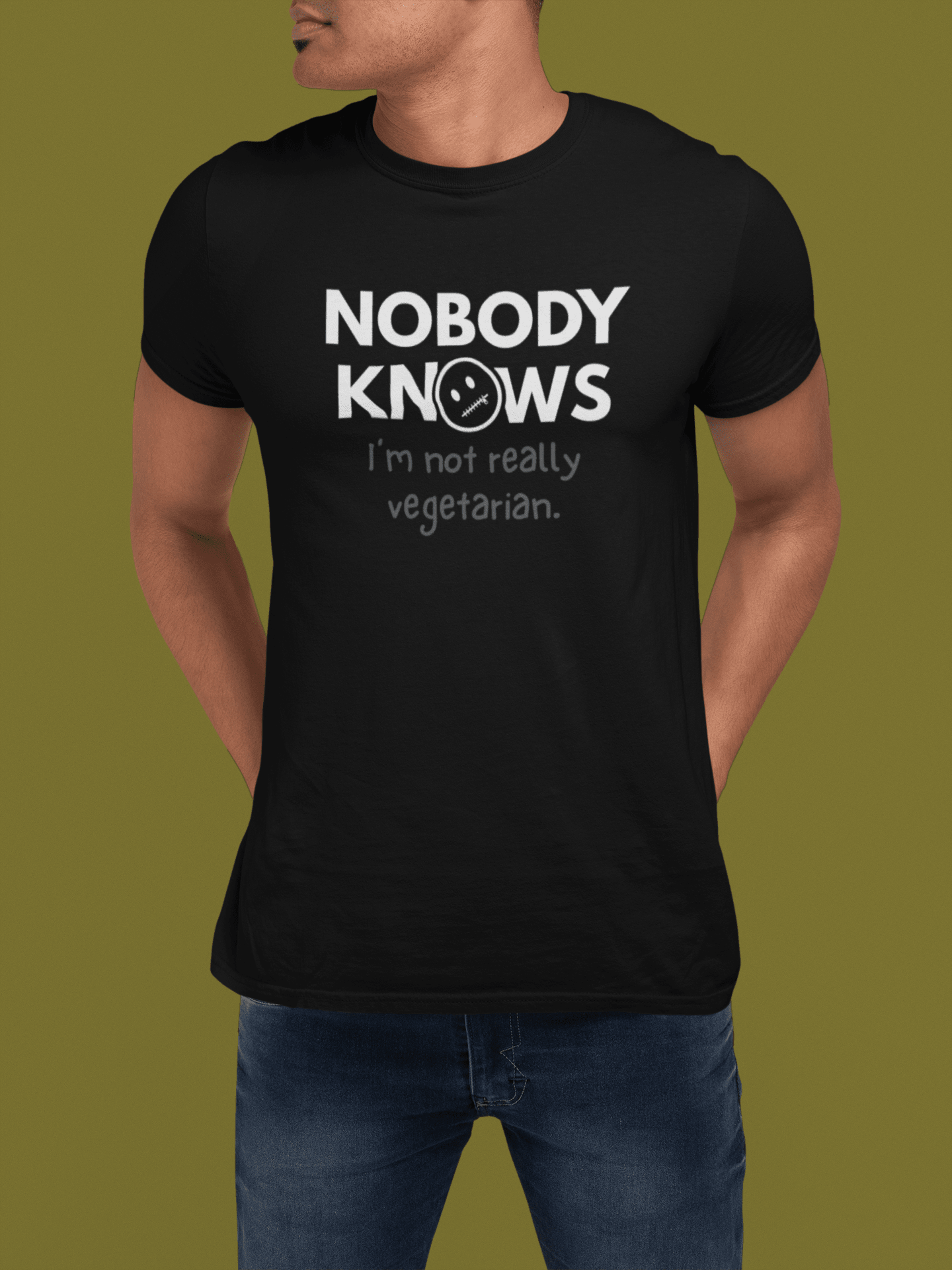 Nobody Knows I’m Not Really Vegetarian Funny Food Satire Shirt - Guilty Kick Apparel
