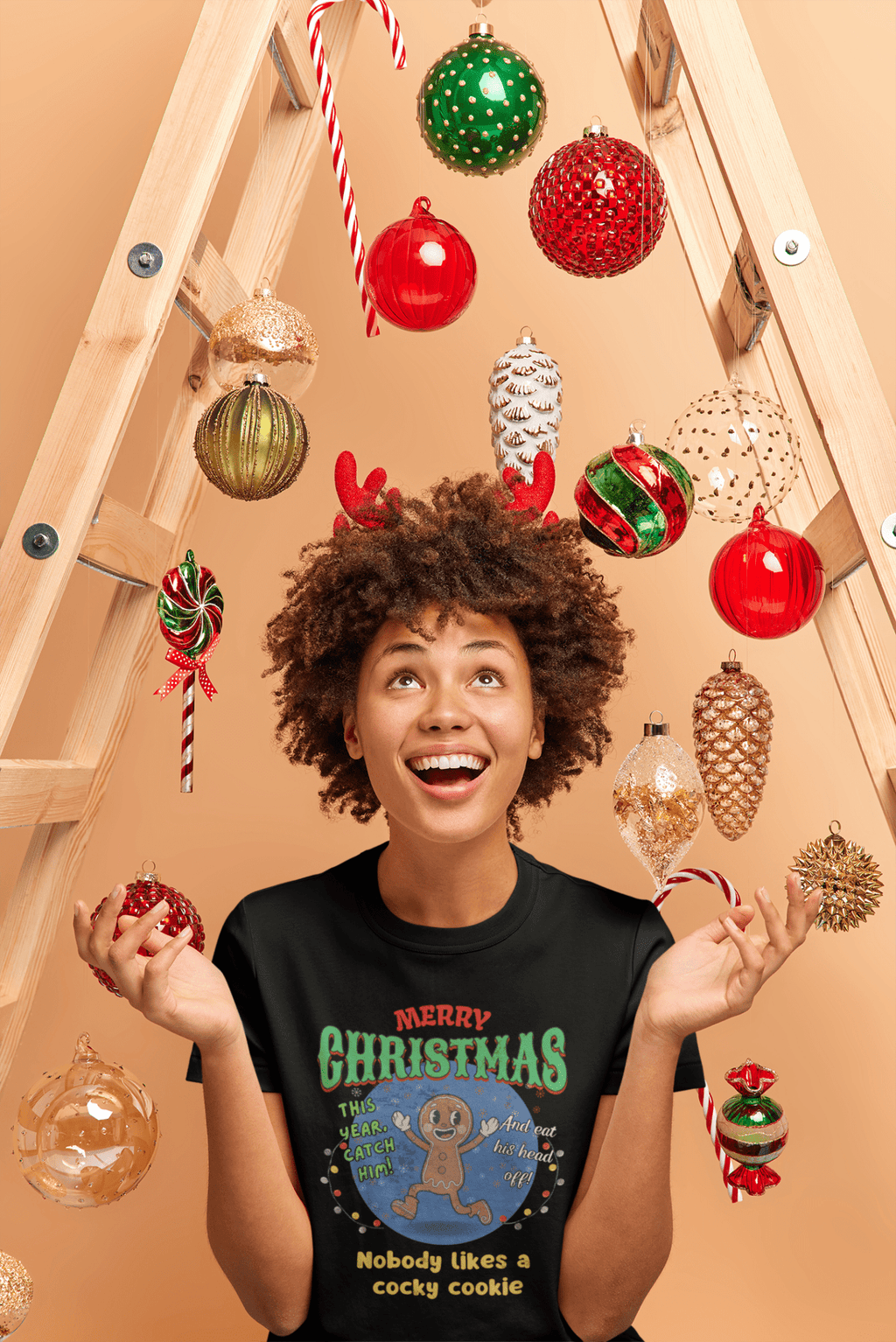 Nobody Likes a Cocky Cookie - Retro Dark Humor Gingerbread Man Tee - Guilty Kick Apparel